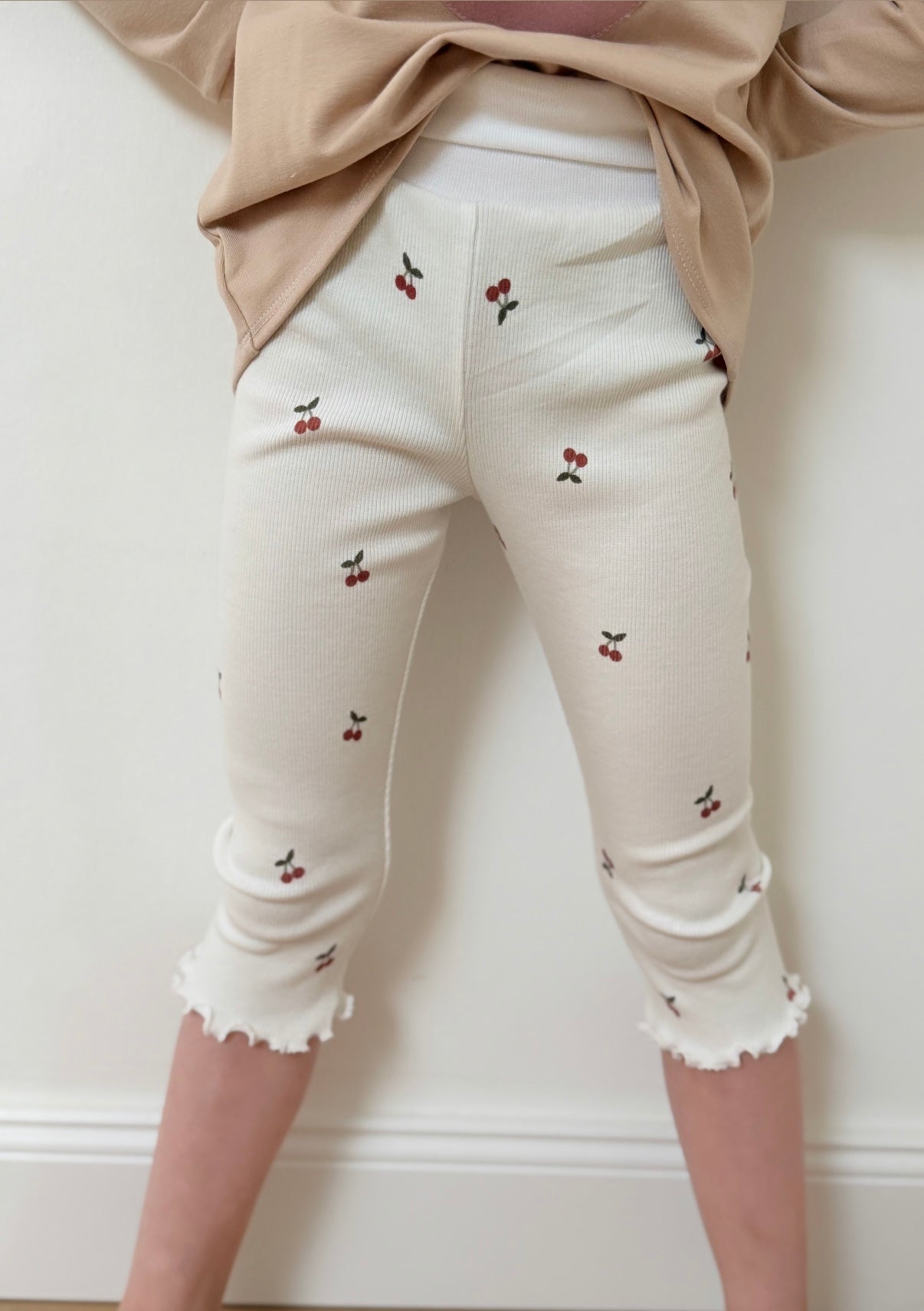 Skinny Fit 3/4 länge mit Rollsaum | Baumwollripp | Kirsche |