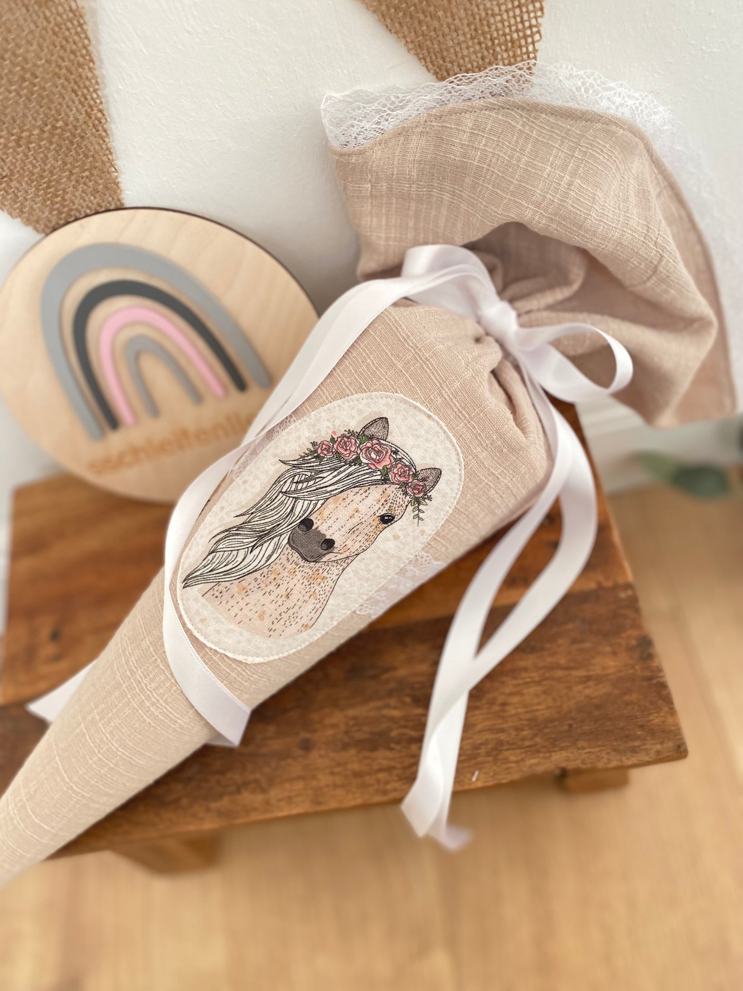 Geschwistertüte | Geschwisterschultüte | Kitatüte | Zuckertüte | 35 cm | Pferd