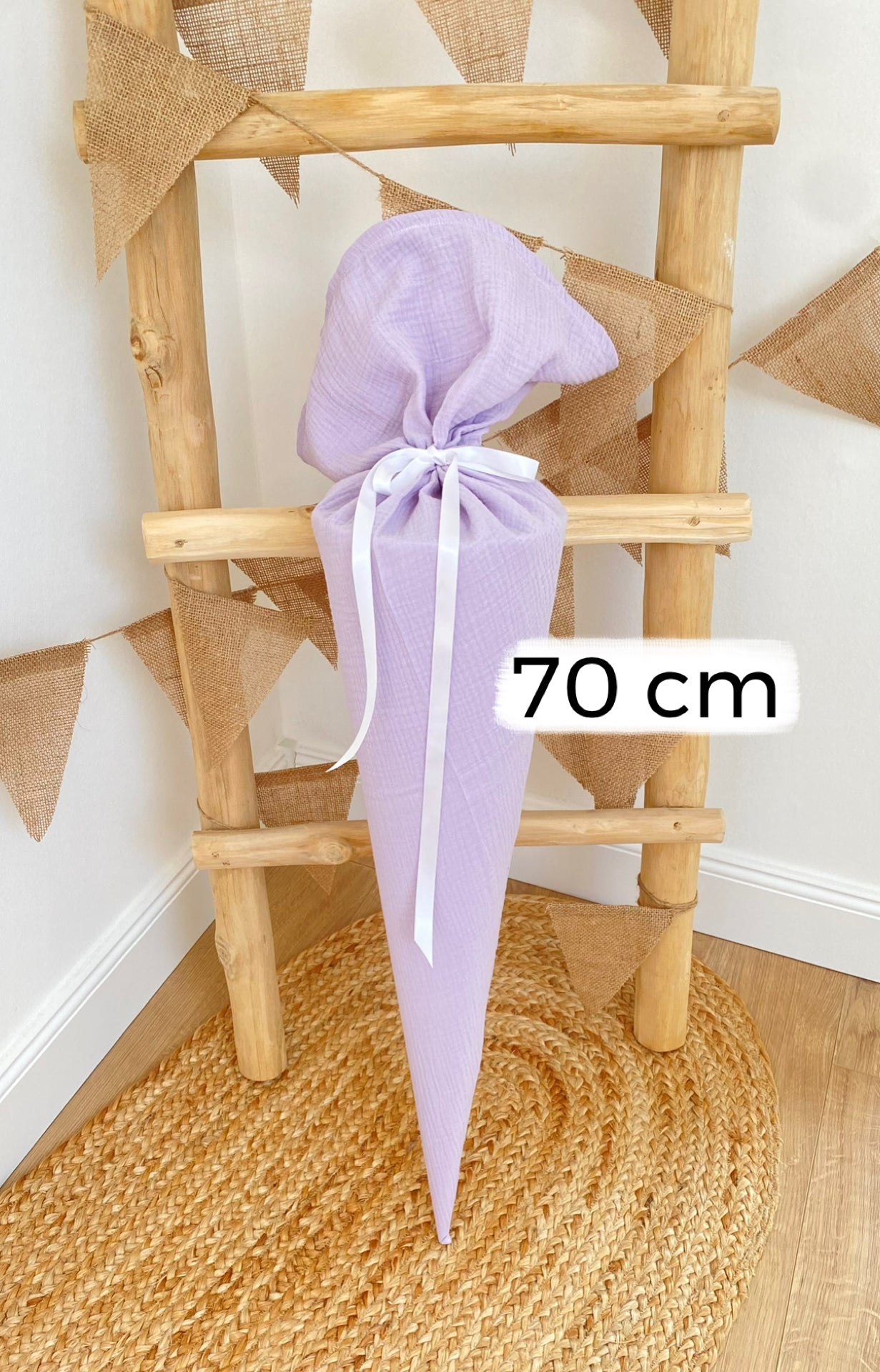 Dein Design | BASIC | Schlichte Musselin Schultüte 70 cm oder Geschwistertüte 35 cm