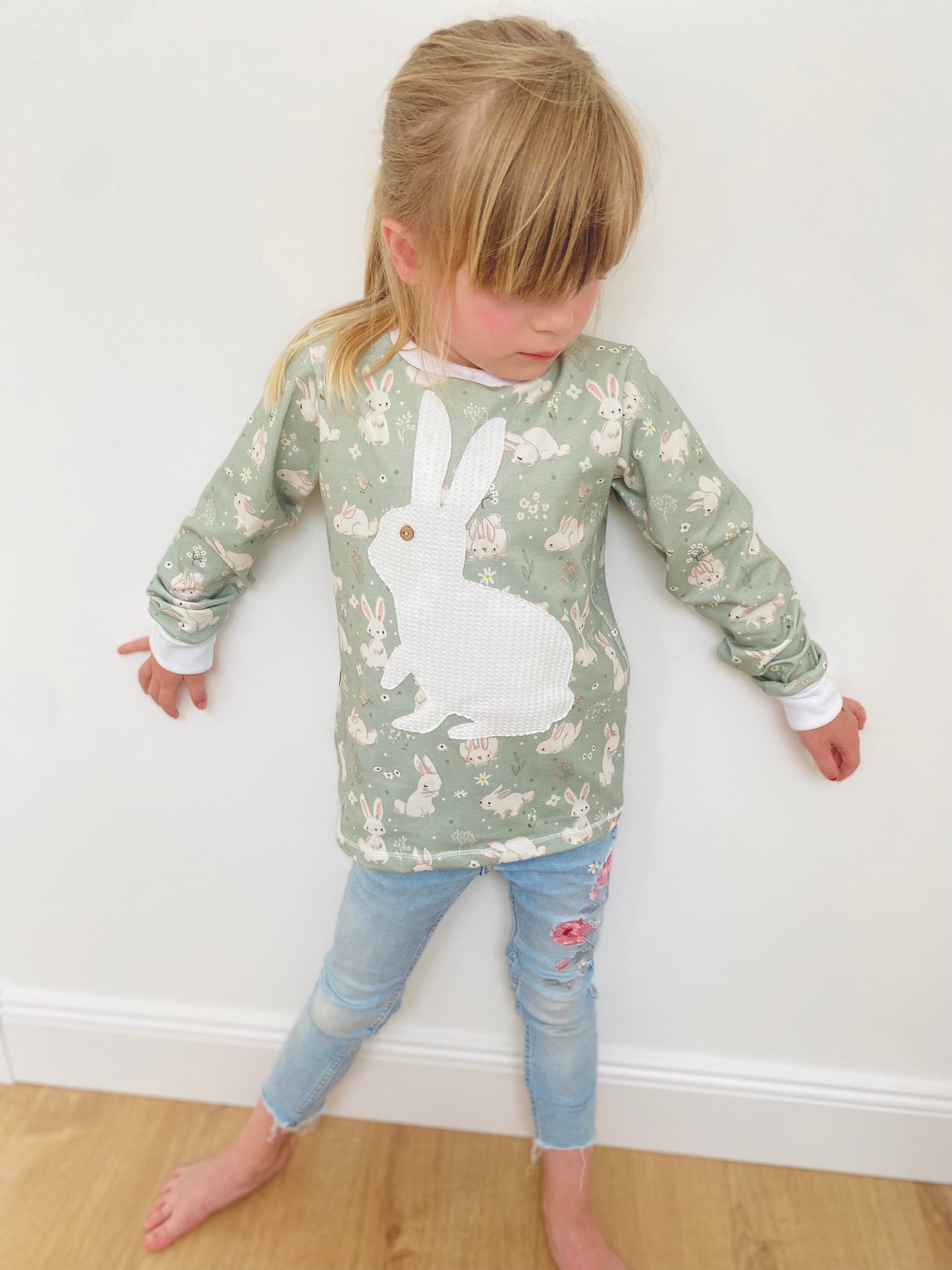 Longsleeve ab Körpergröße 80 cm | Applikation Hase