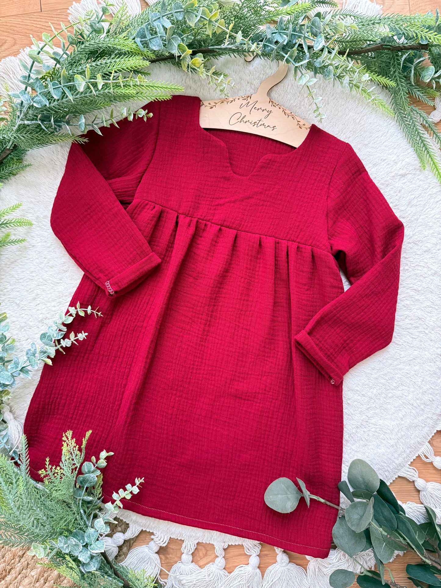 Oversized Kleid | Musselin | Dunkelrot