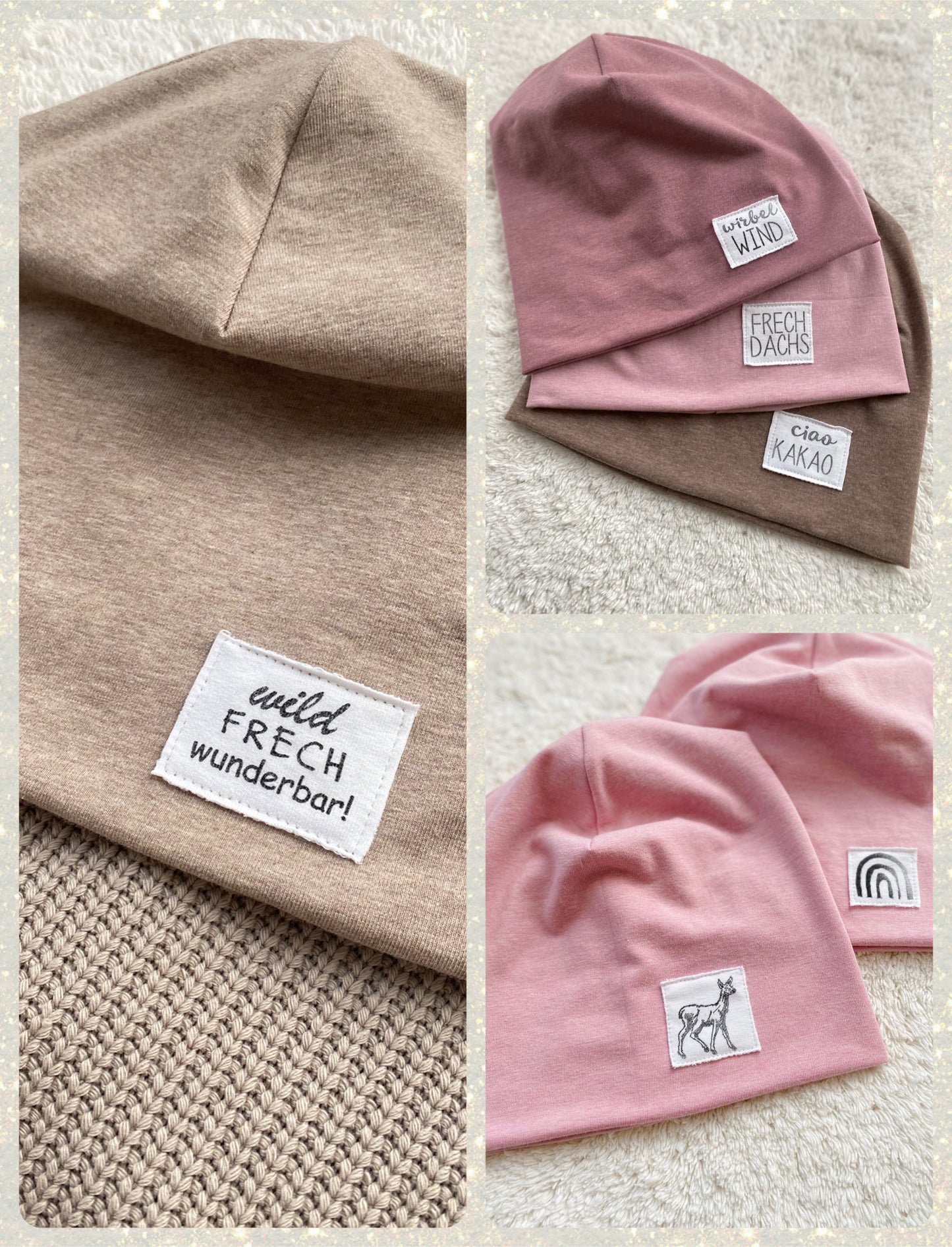 Dein Design | Label Beanie | Used-Look & Leder | Dreieckloop | Melierte Farben