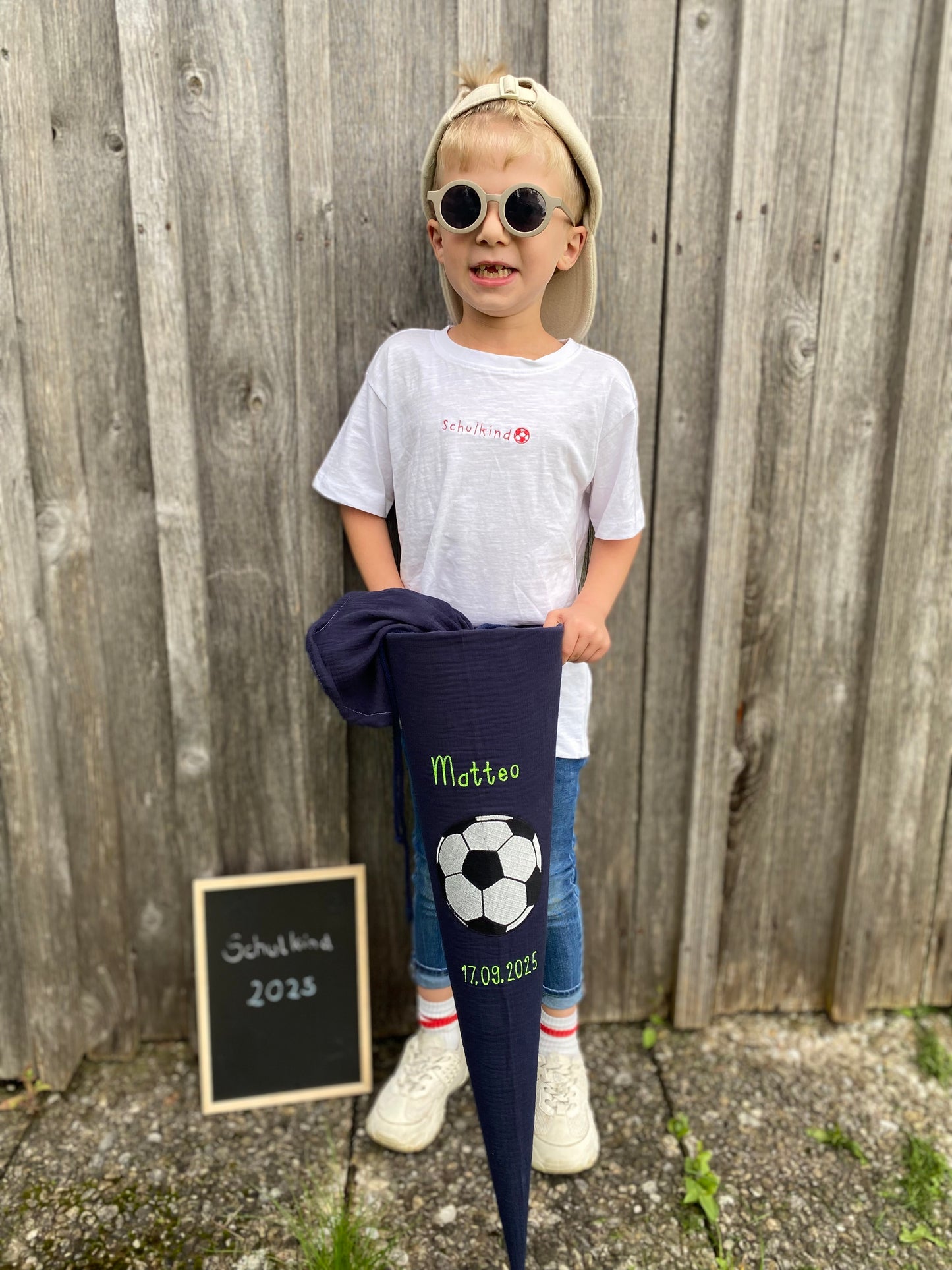 Musselin Schultüte 70 cm | Fußball | Kissen Inlett