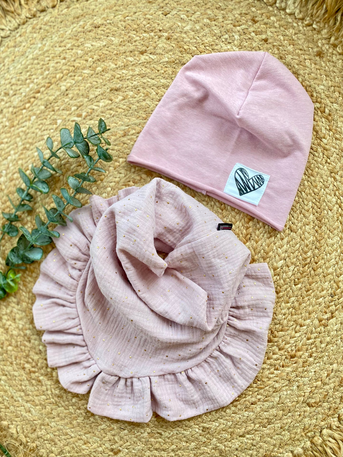 Dein Design | Roll-Up Sommer Beanie | Herz | Used-Look Label | Melierte Farben