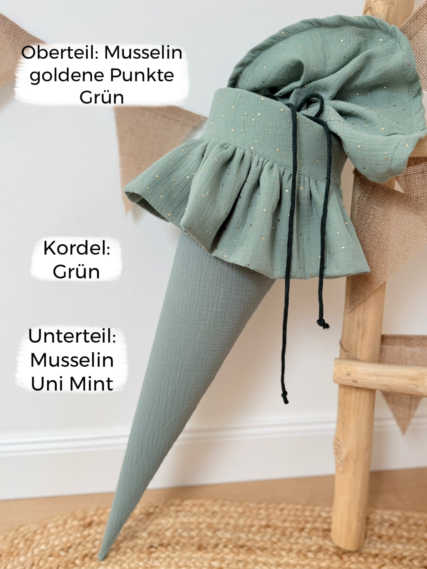 Dein Design | MIX IT - Alle Farben! Schultüte mit Rüsche 70 cm & Geschwistertüte 35 cm für Mädchen