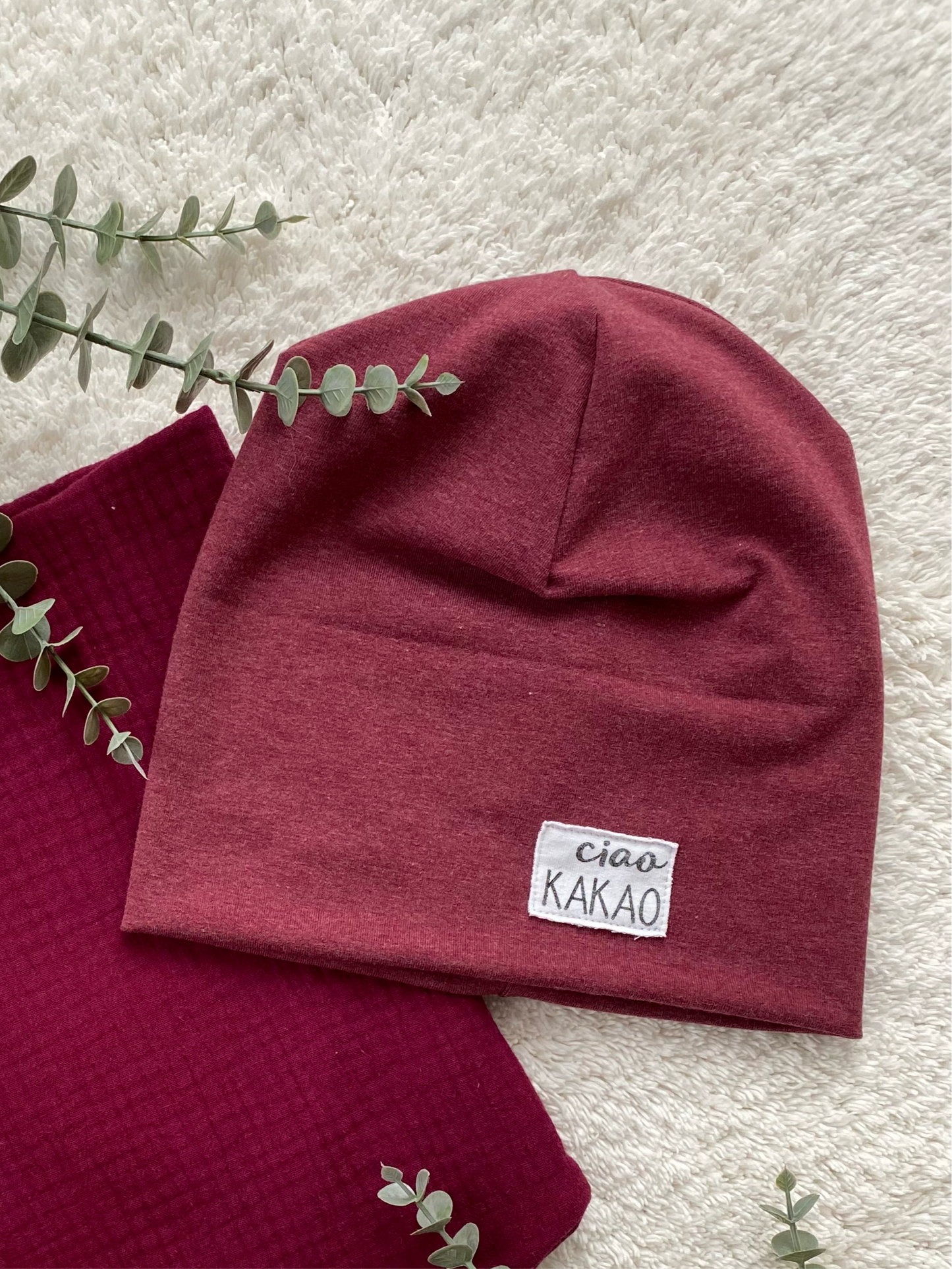 Dein Design | Label Beanie | Used-Look & Leder | Dreieckloop | Melierte Farben