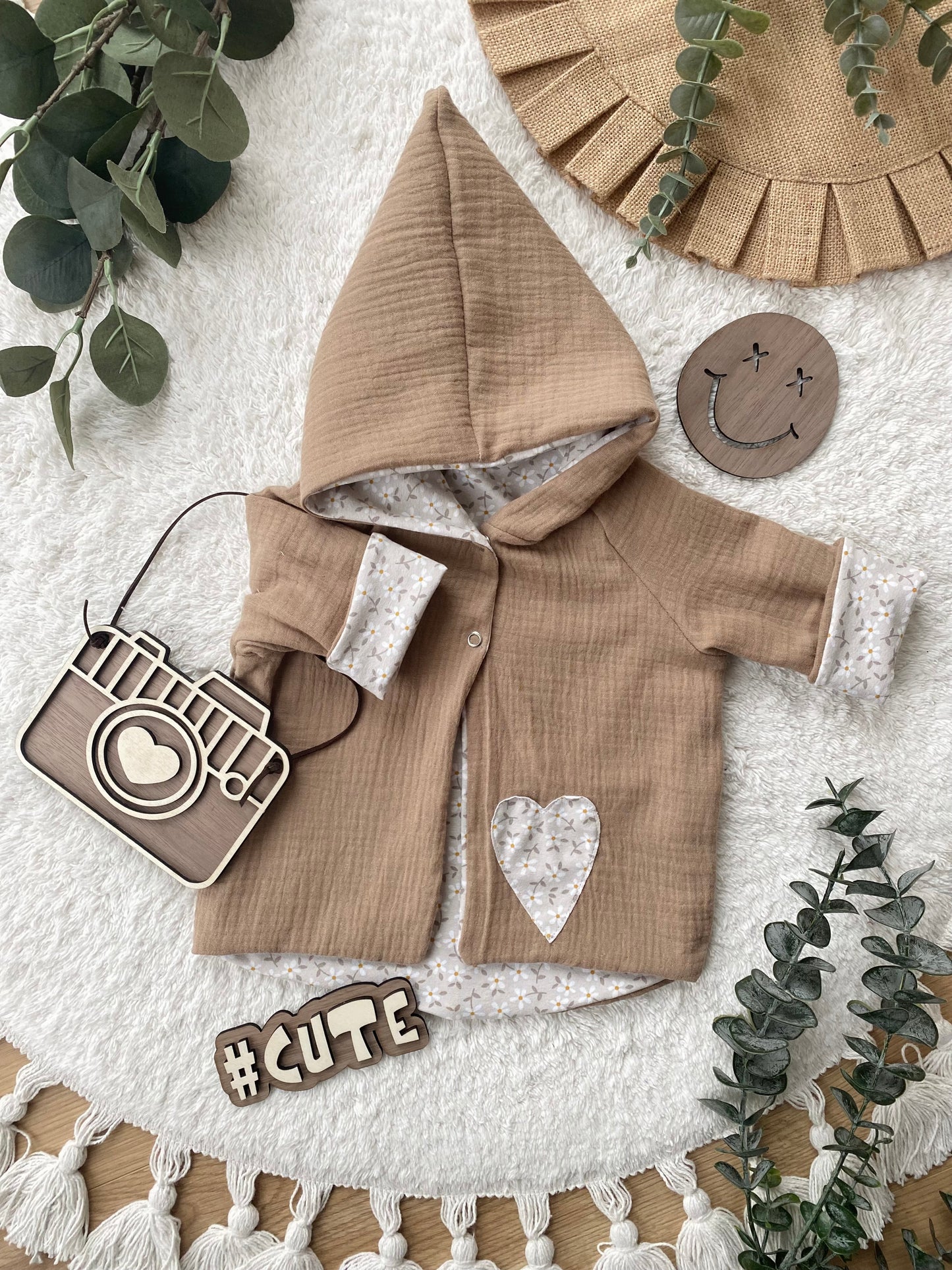 Baby | Musselinjacke | Blumen | Cardigan