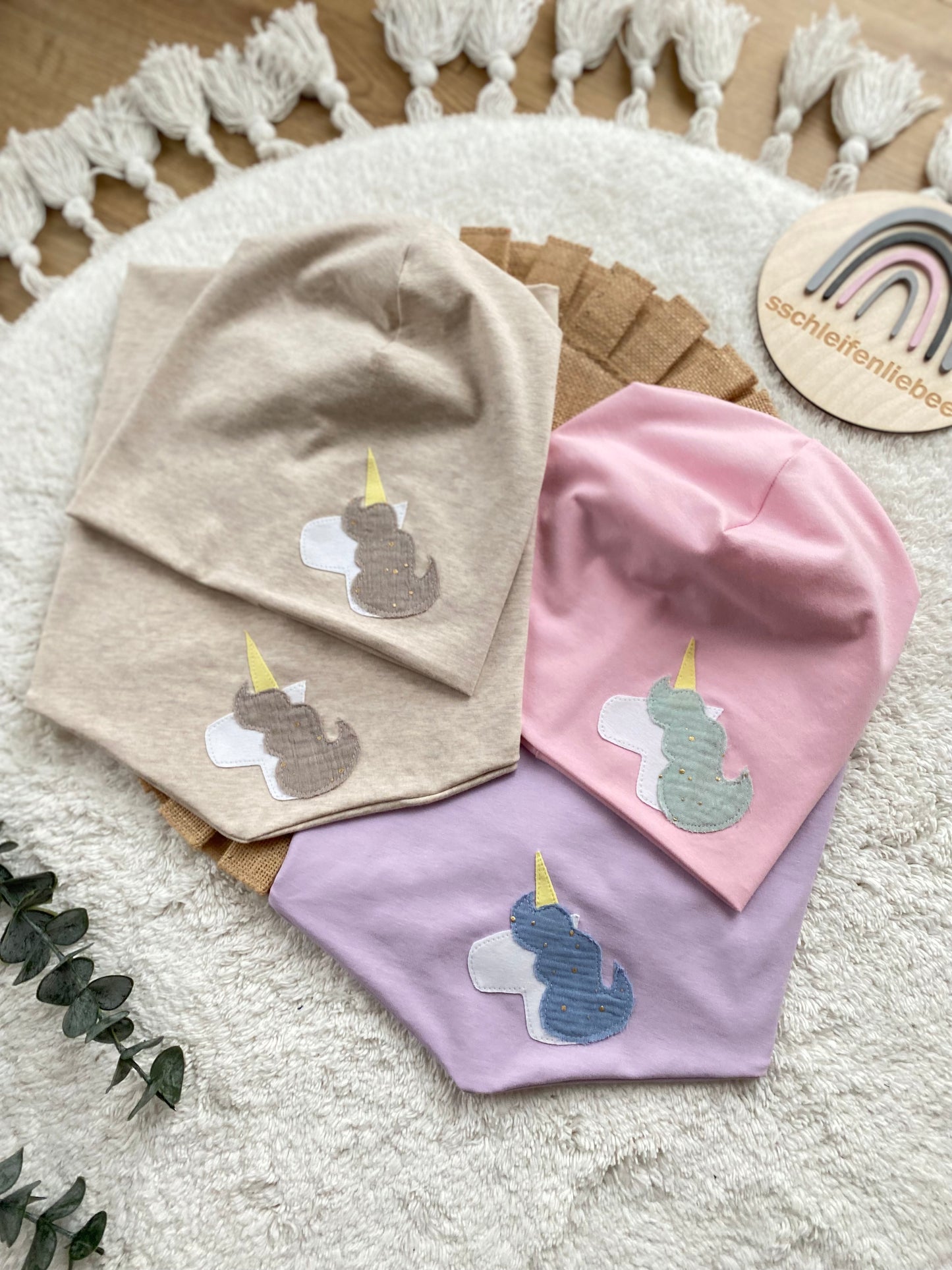 Dein Design | Einhorn Beanie & Dreieckloop | Farbwahl | Melierte Farben