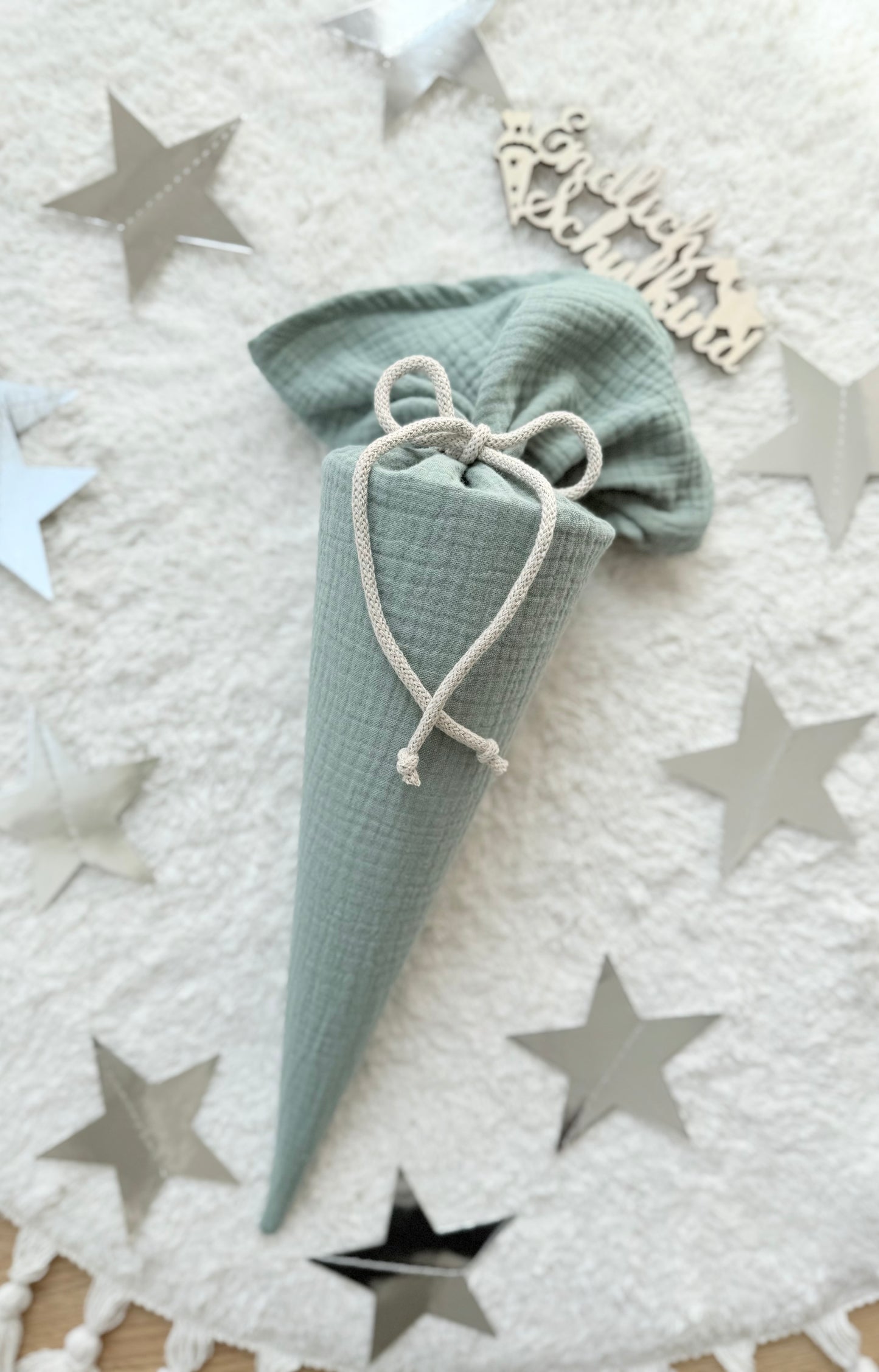 Dein Design | BASIC | Schlichte Musselin Schultüte 70 cm oder Geschwistertüte 35 cm