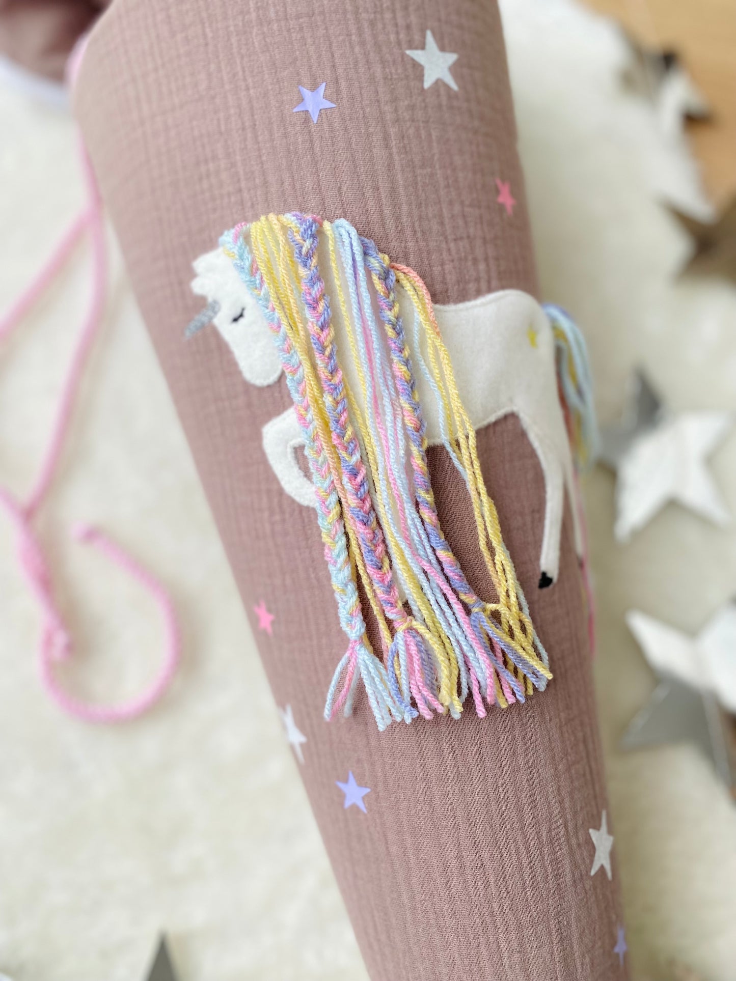 Musselin Schultüte Einhorn 70 cm | Kissen Inlett
