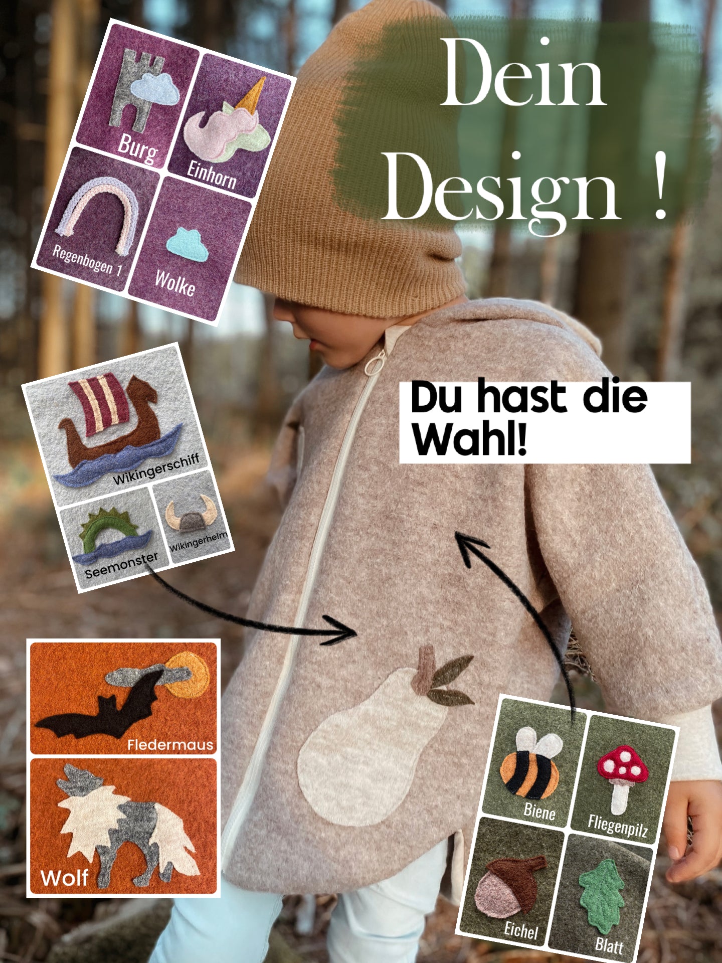Dein Design | Oversized Walkjacke | Wunsch Allover Print | 100% Schurwolle