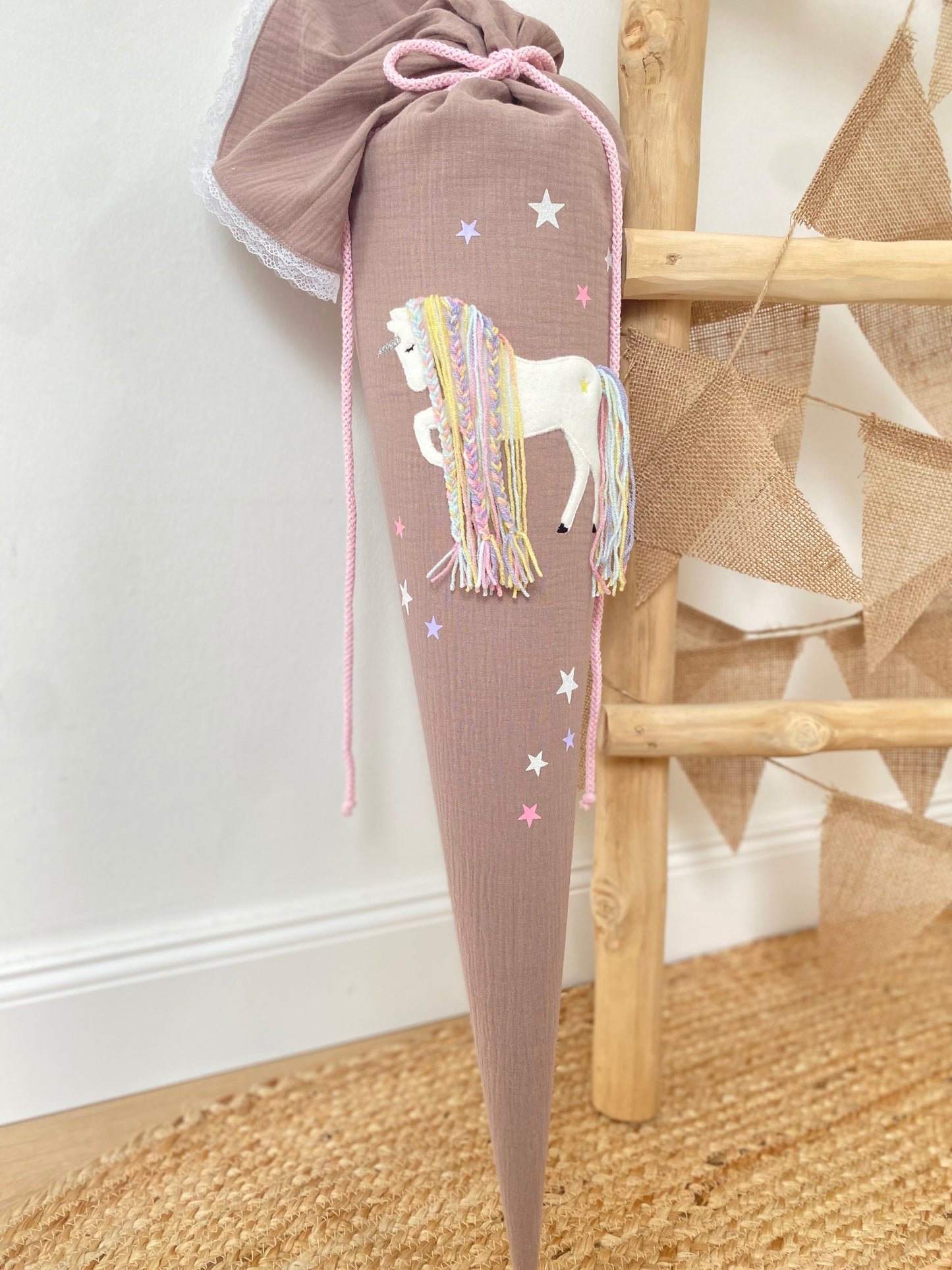 Musselin Schultüte Einhorn 70 cm | Kissen Inlett