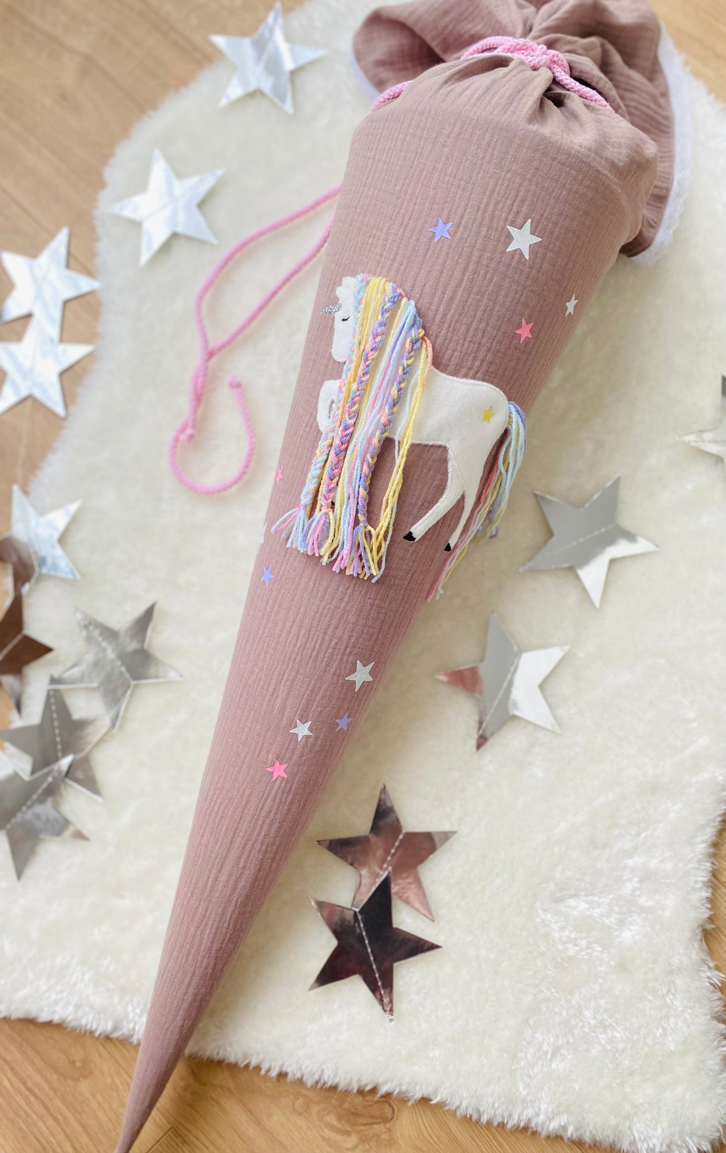 Musselin Schultüte Einhorn 70 cm | Kissen Inlett