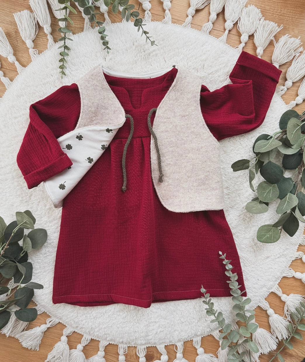 Oversized Kleid | Weihnachtskleid | Musselin | Dunkelrot | Outfit Weihnachten