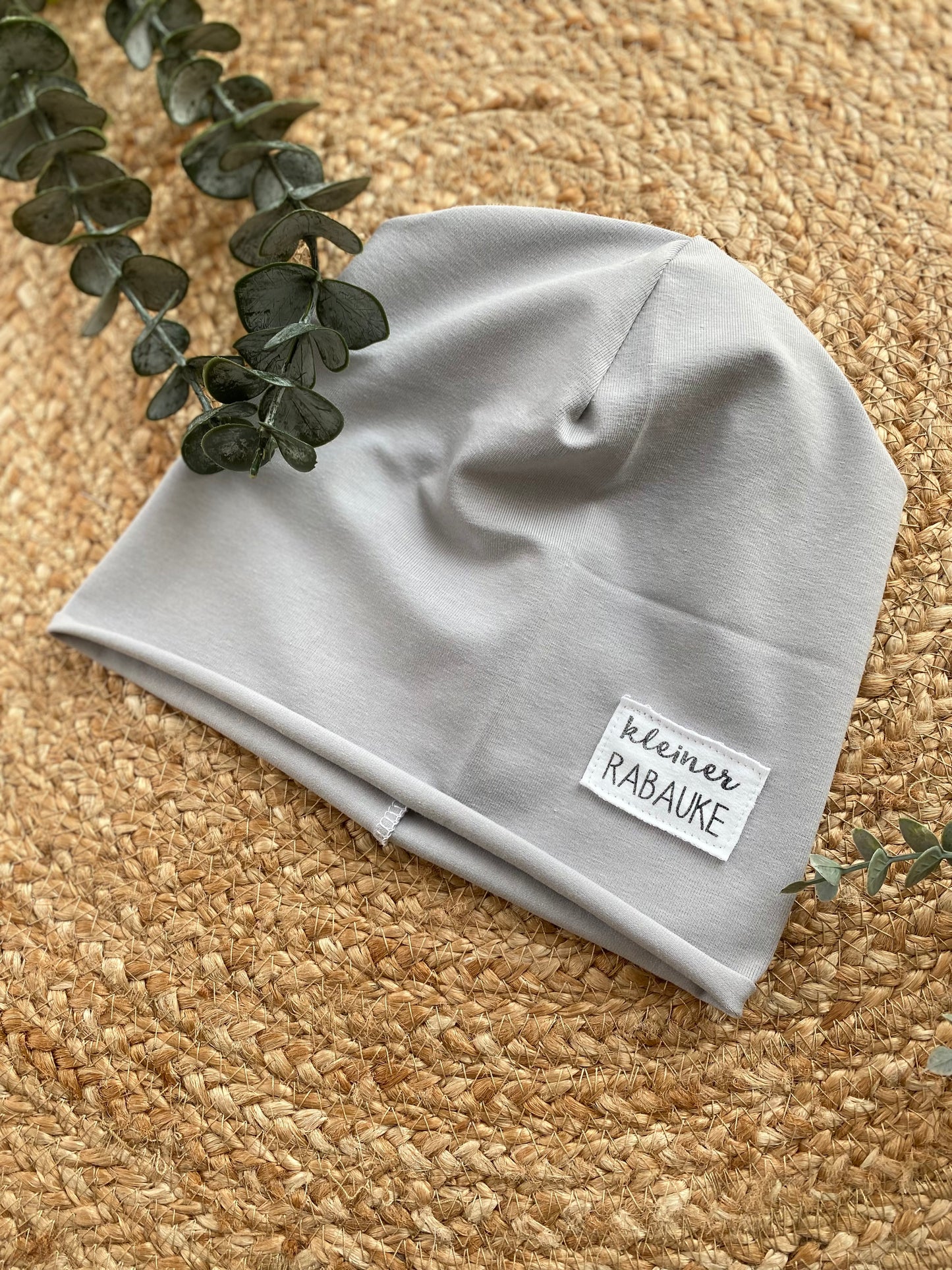 Dein Design | Roll-Up Sommer Beanie | Used-Look & Leder Label | Uni Farben