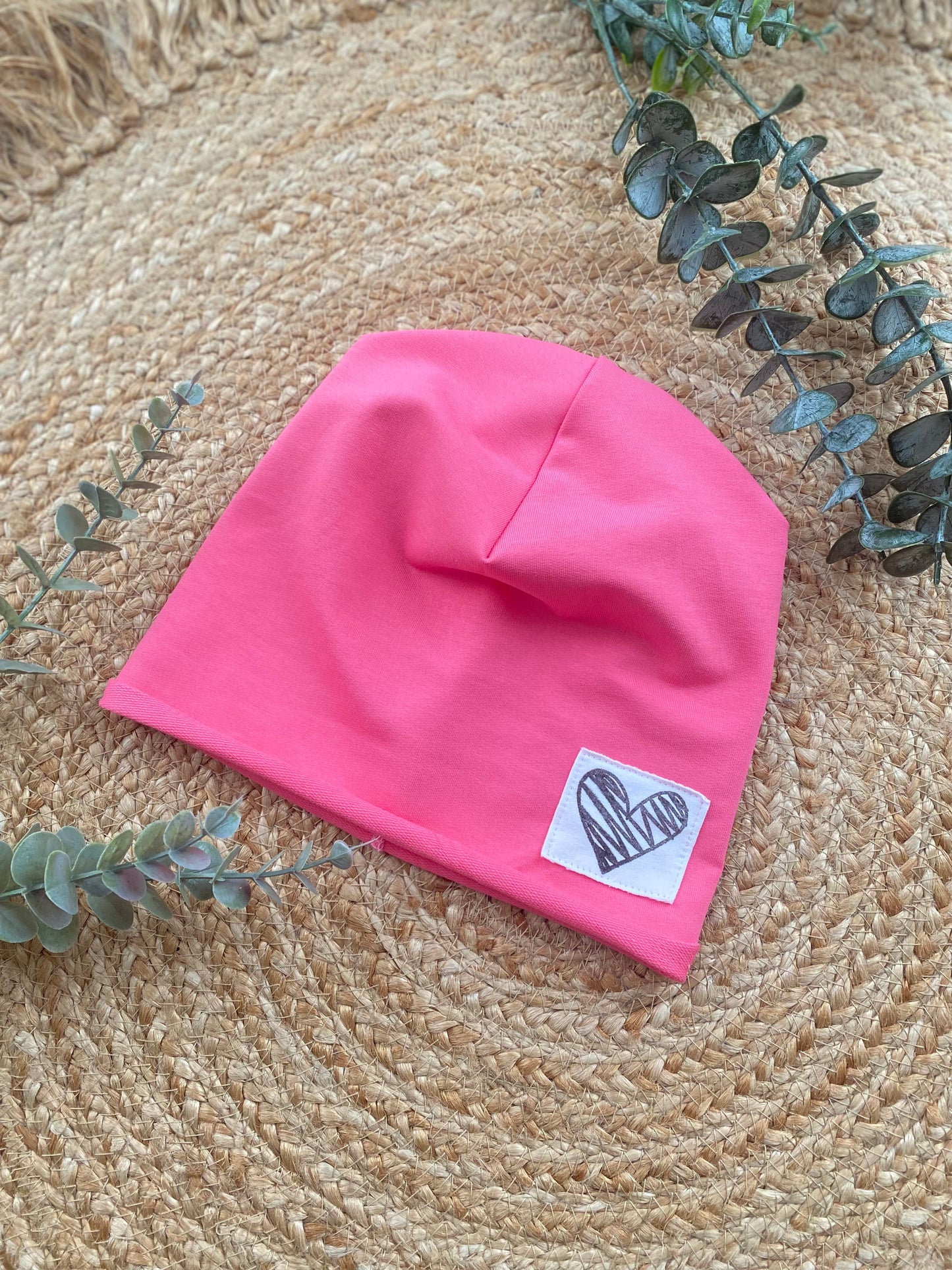 Dein Design | Sommer Beanie | Herz | Used-Look Label | Uni Farben