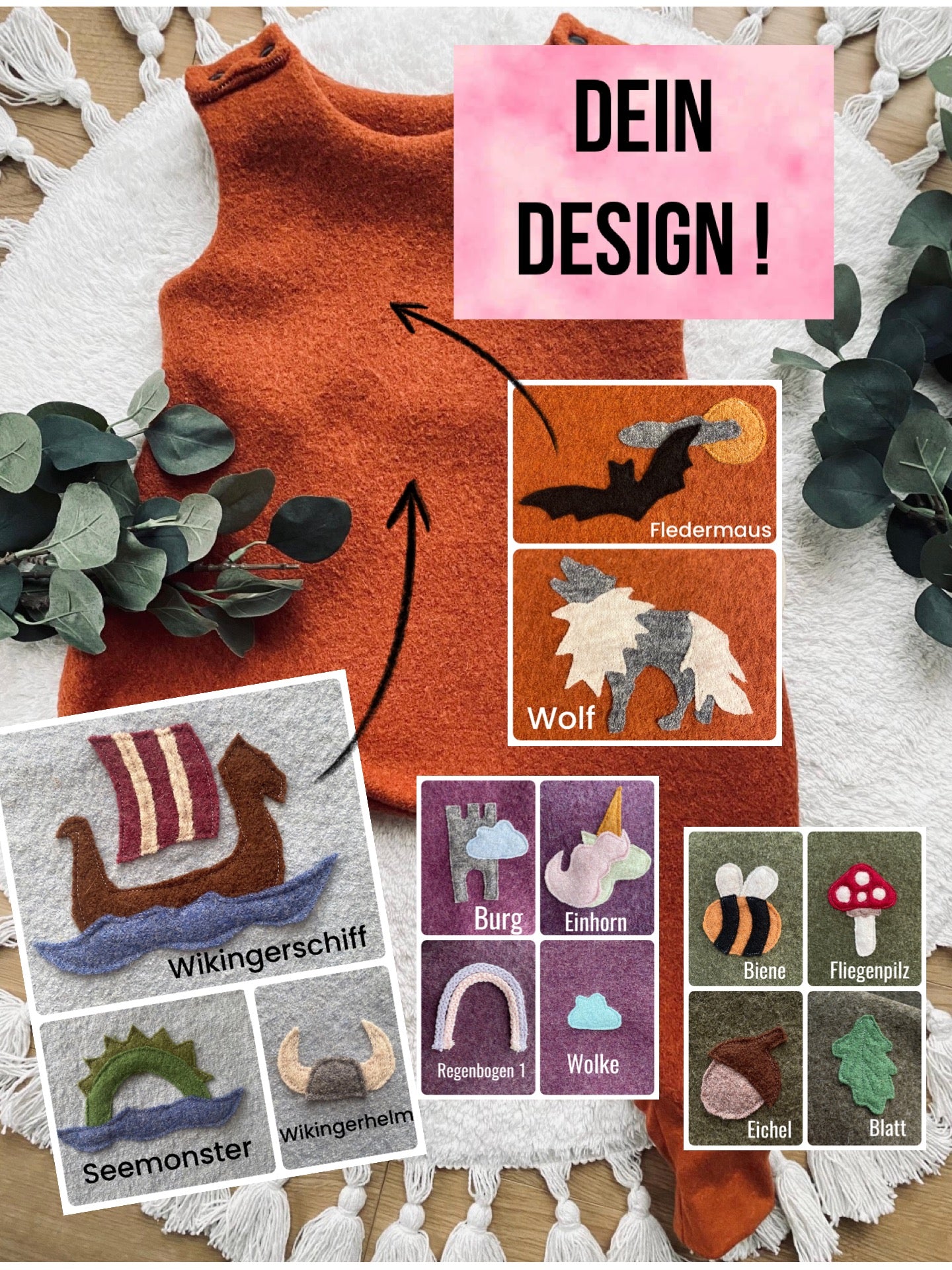 Dein Design | Wunsch Allover Print | Wollwalk Jumpsuit | 100% Schurwolle Schafwolle