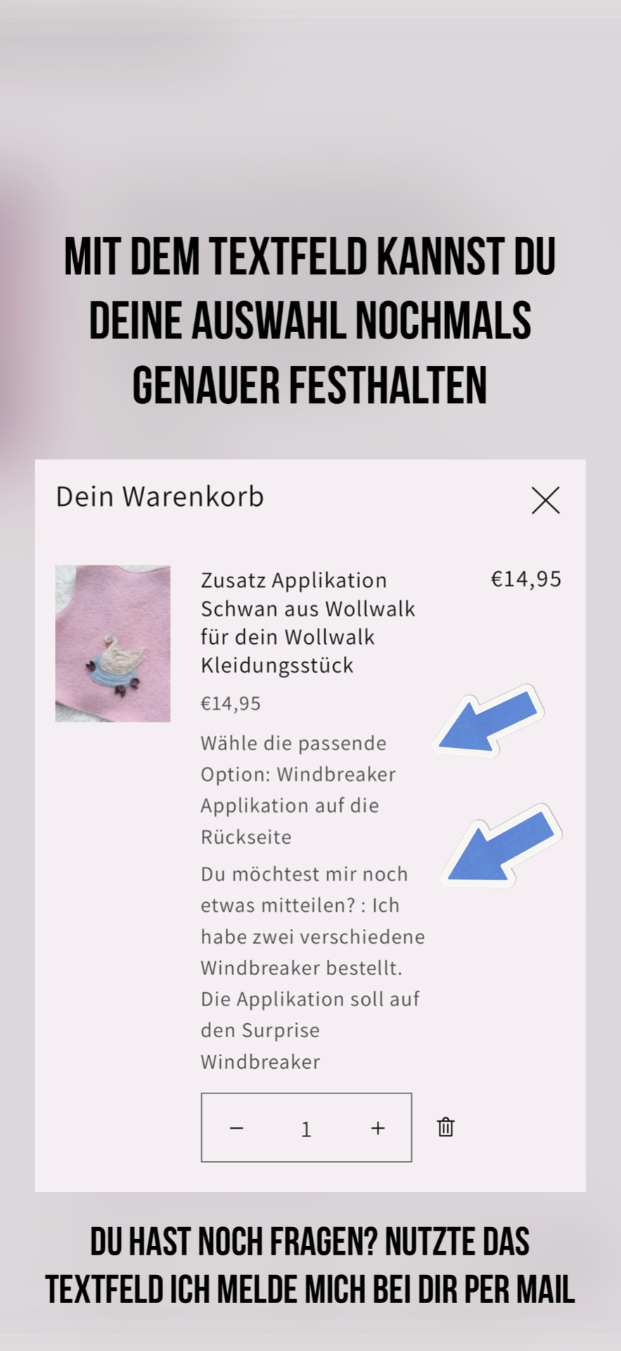 Zusatz Applikation Einhorn Pegasus aus Wollwalk für dein Wollwalk Kleidungsstück