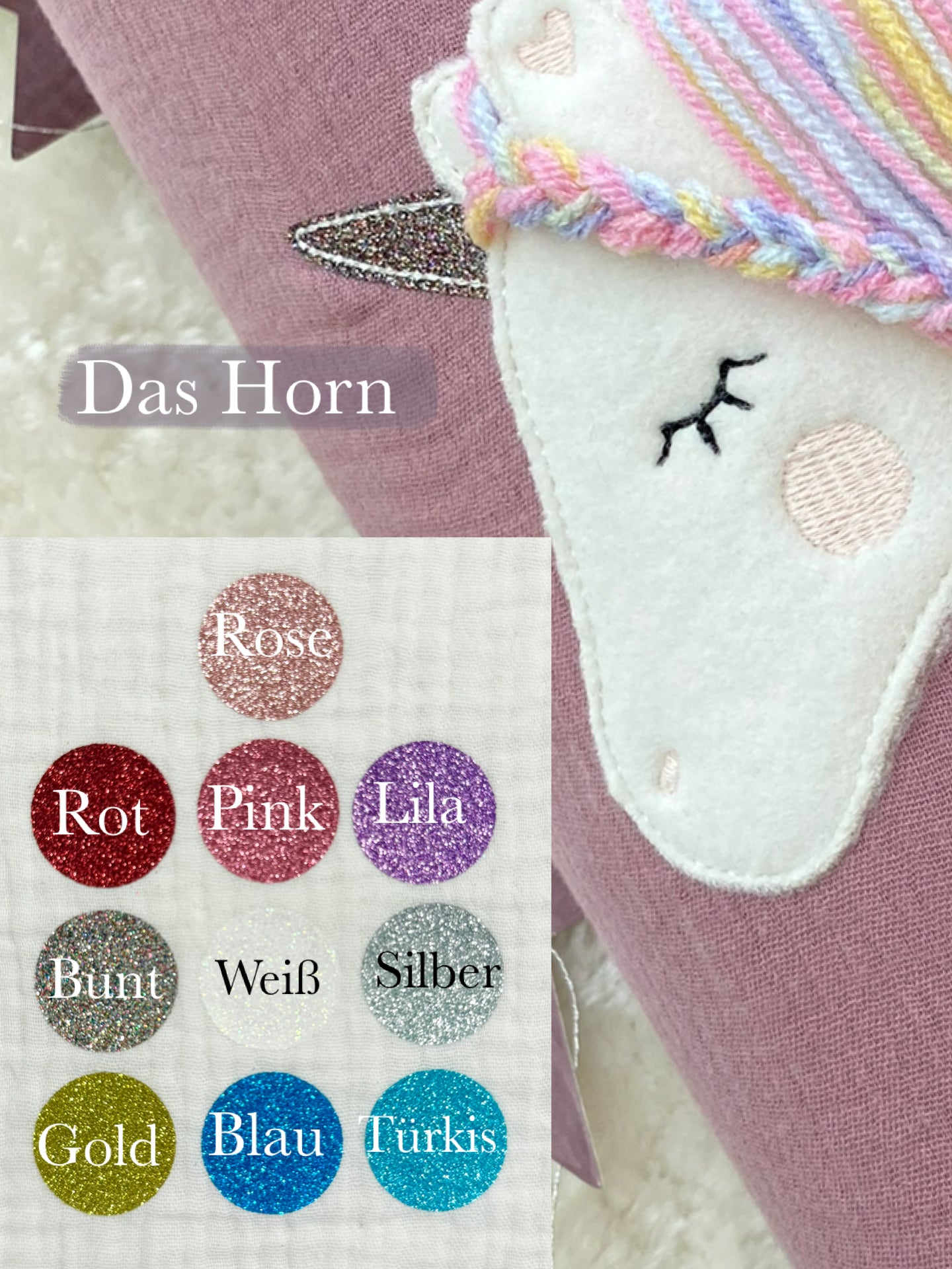 Dein Design Musselin Schultüte 70 cm | Einhorn Regenbogenmähne | Kissen Inlett
