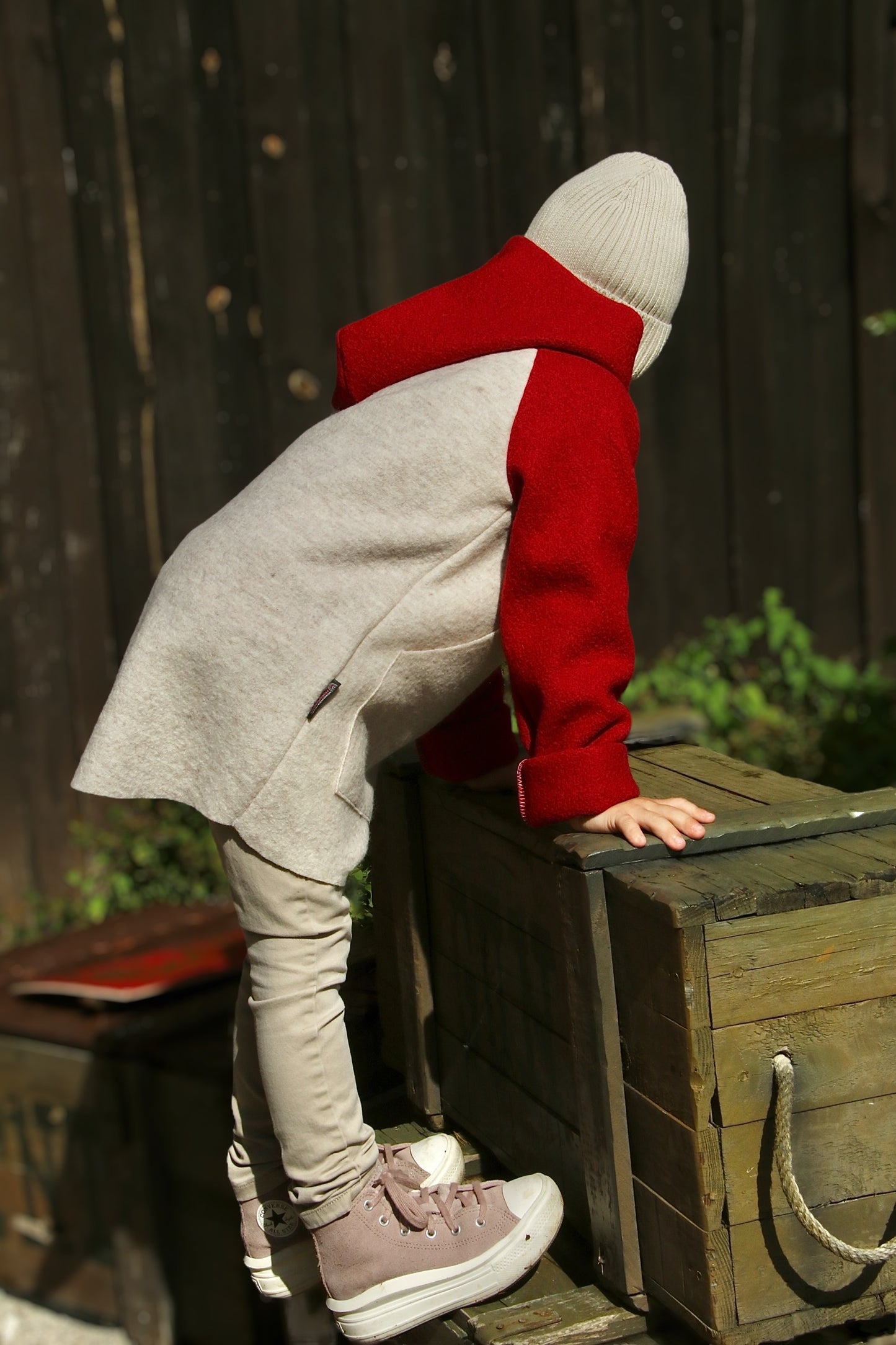Dein Design | Wollwalk Raglan Hoodie | Retro | 100% Schurwolle Schafwolle