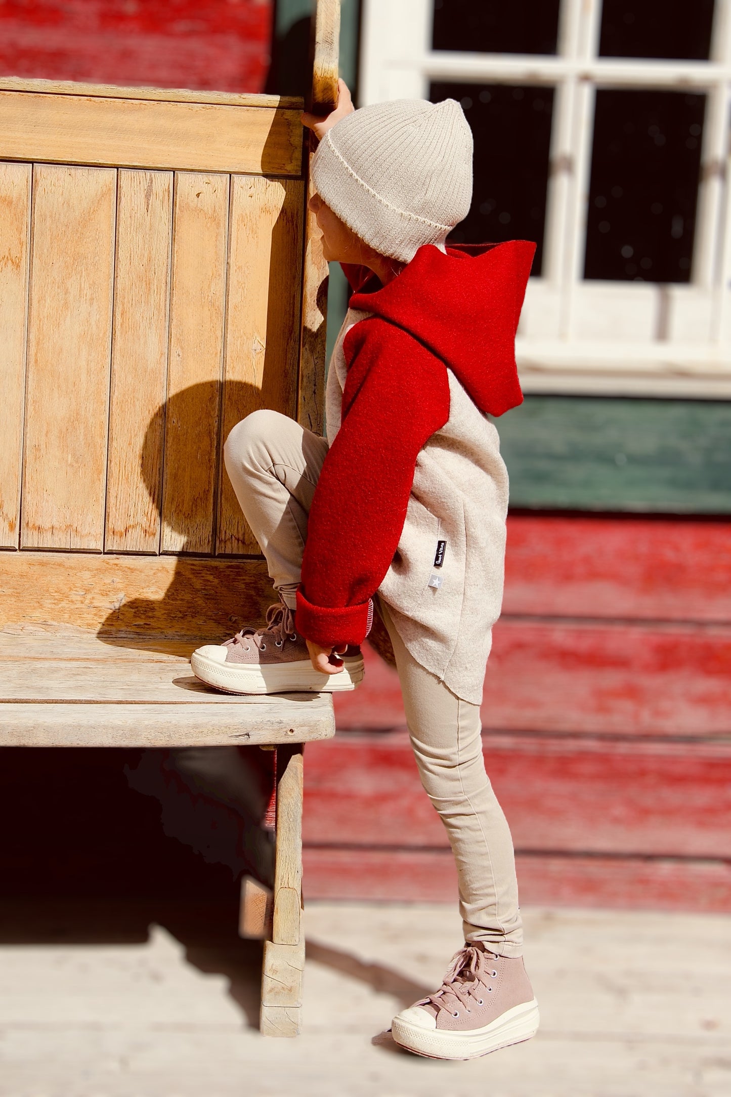 Dein Design | Wollwalk Raglan Hoodie | Retro | 100% Schurwolle Schafwolle