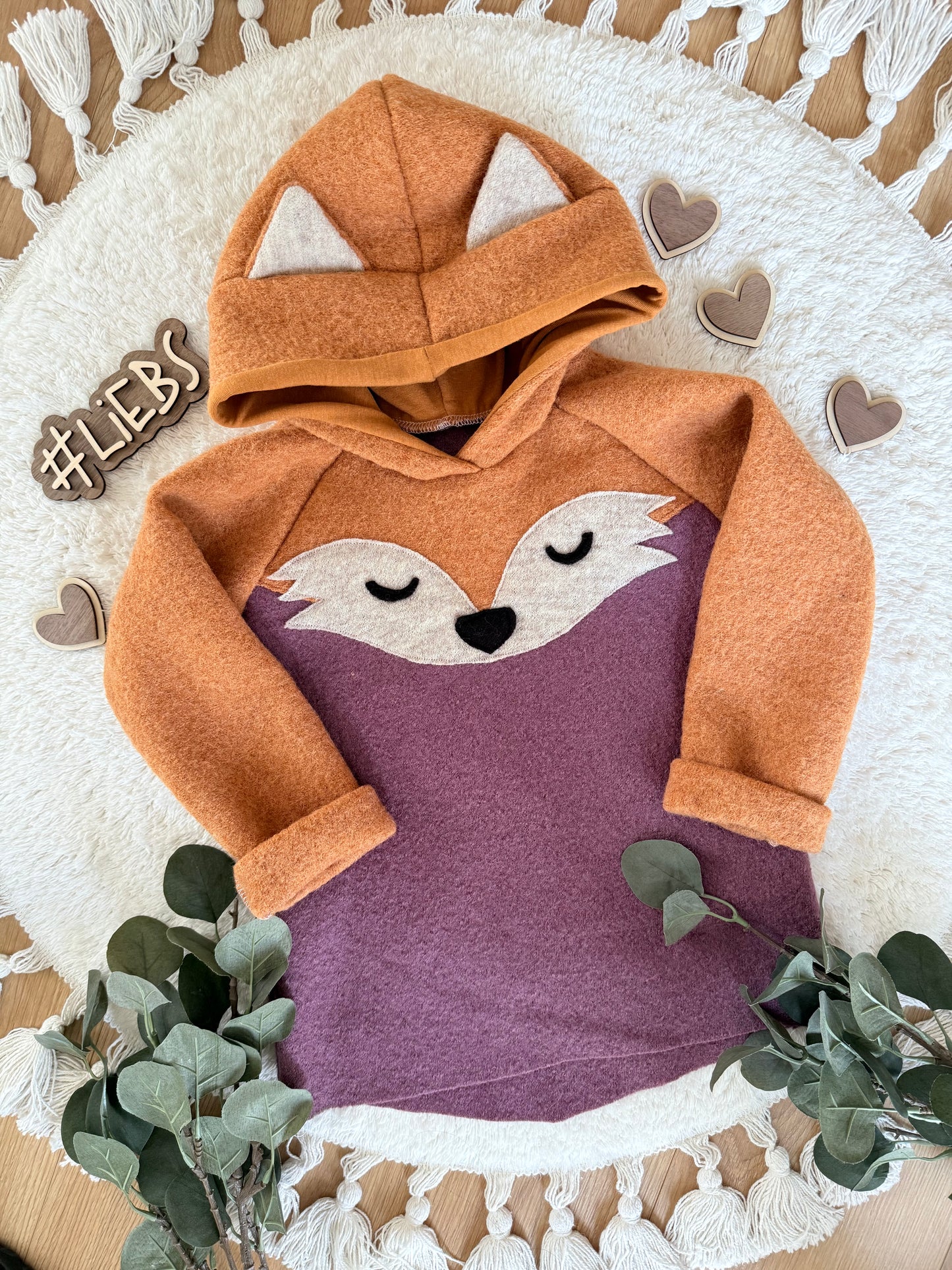 Dein Design | Wollwalk Hoodie | Fuchs | 100% Schurwolle Schafwolle