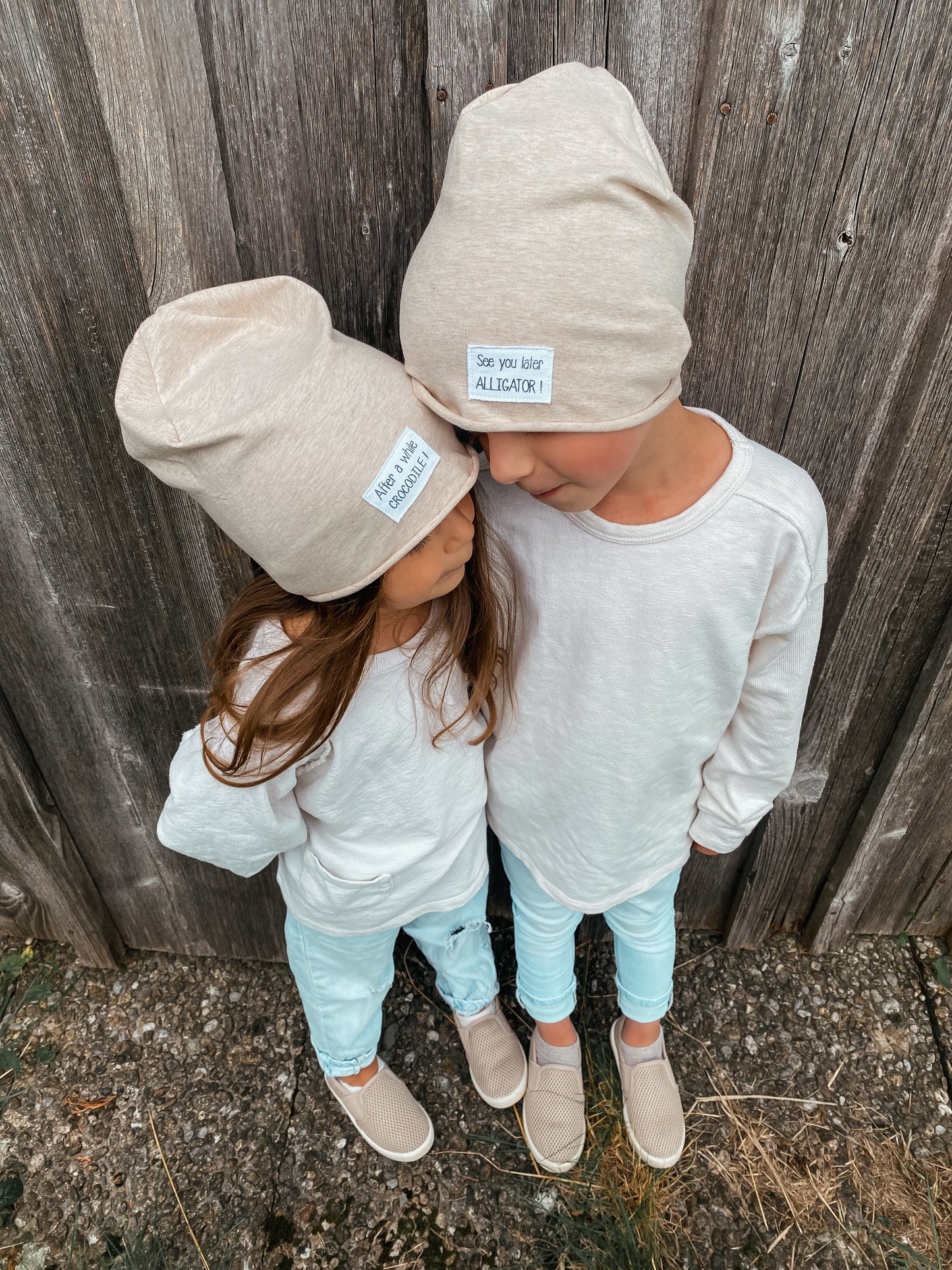 Dein Design | Roll-Up Sommer | Used-Look & Leder Label Beanie | Melierte Farben