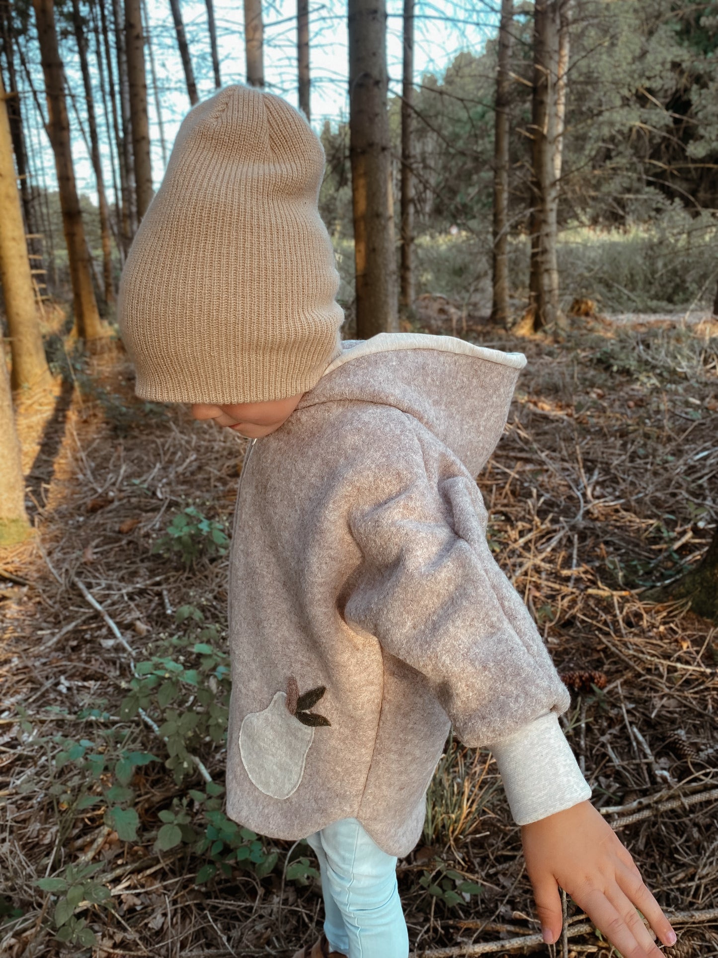 Oversized Walkjacke | Birnen | 100% Schurwolle