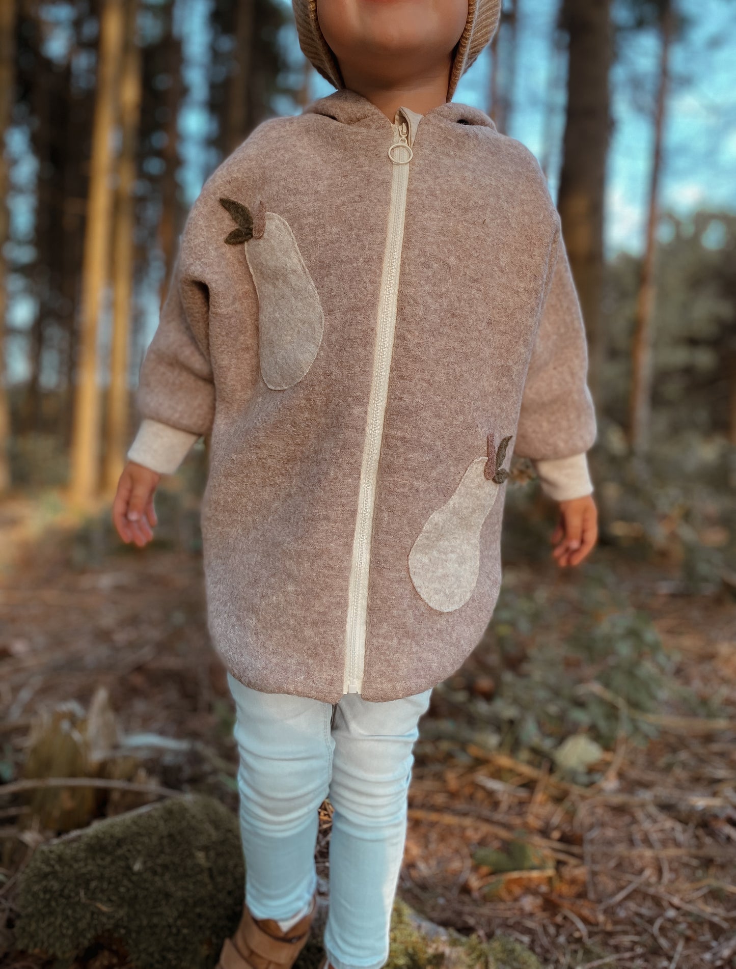 Oversized Walkjacke | Birnen | 100% Schurwolle