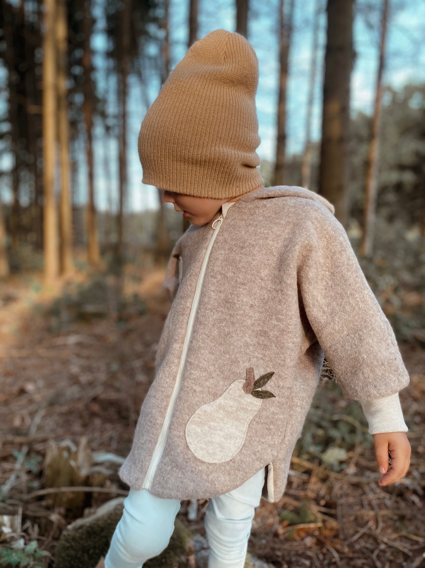 Oversized Walkjacke | Birnen | 100% Schurwolle