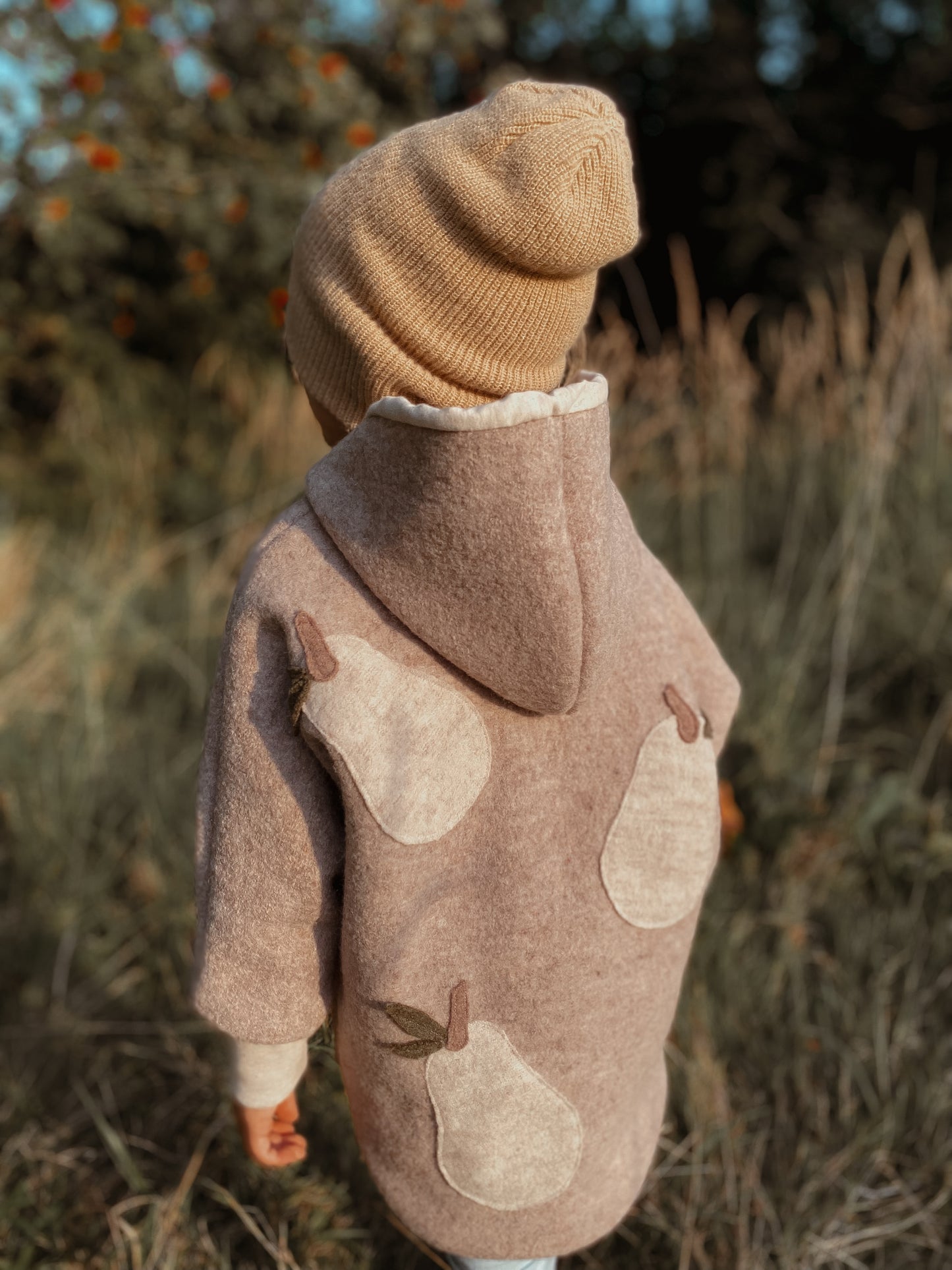 Oversized Walkjacke | Birnen | 100% Schurwolle