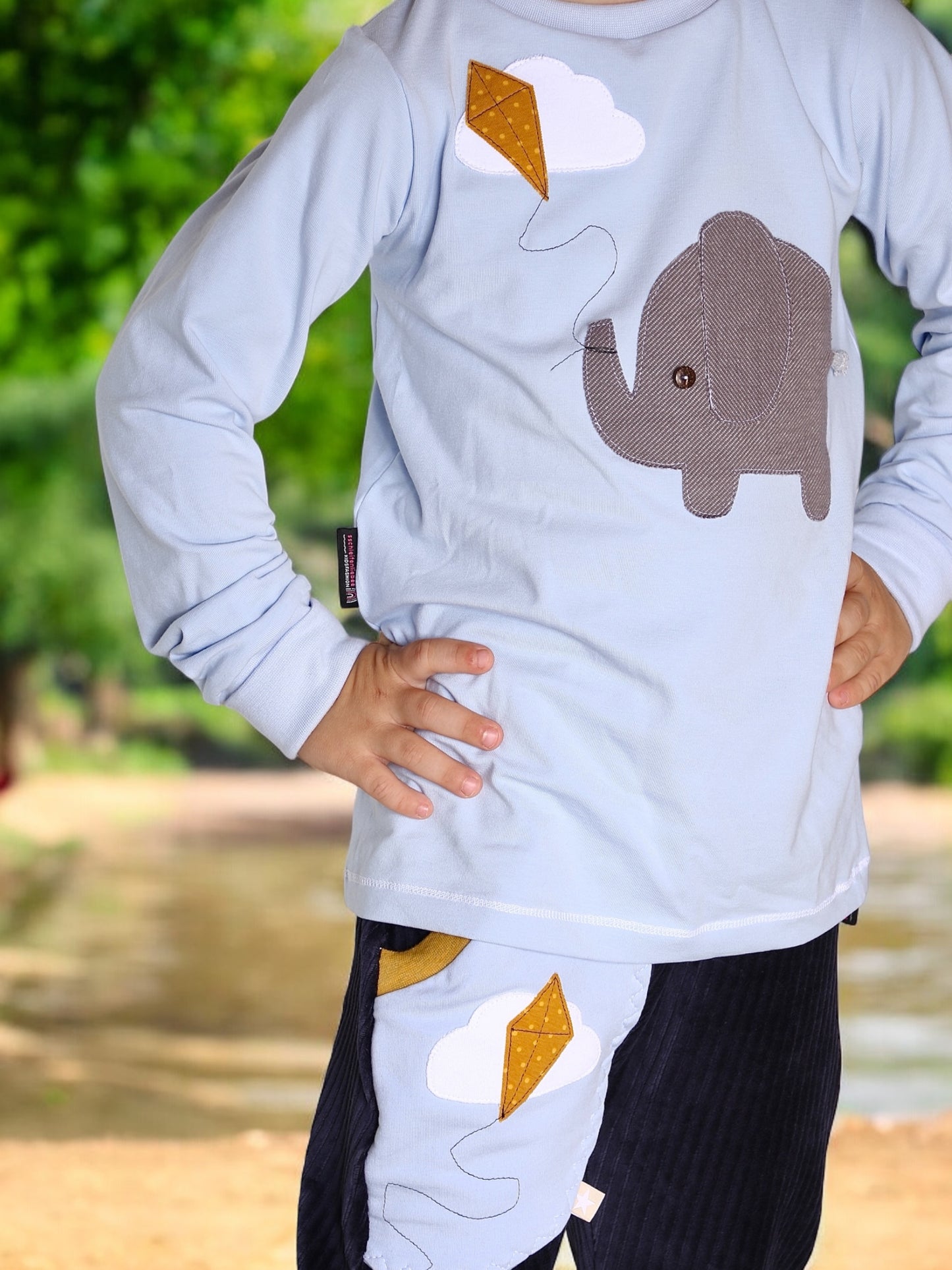 Longsleeve ab Körpergröße 80 cm | Applikation Elefant Drachen