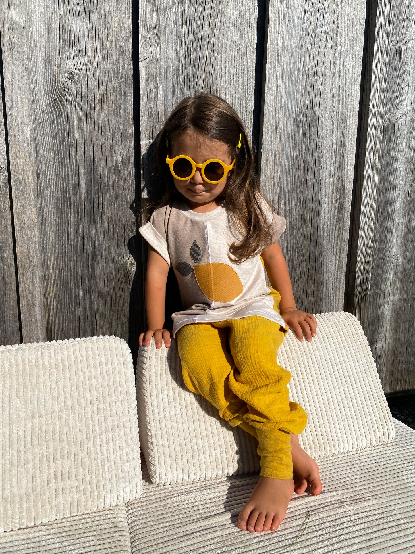 Oversized Shirt | Applikation Zitrone | Color Blocking