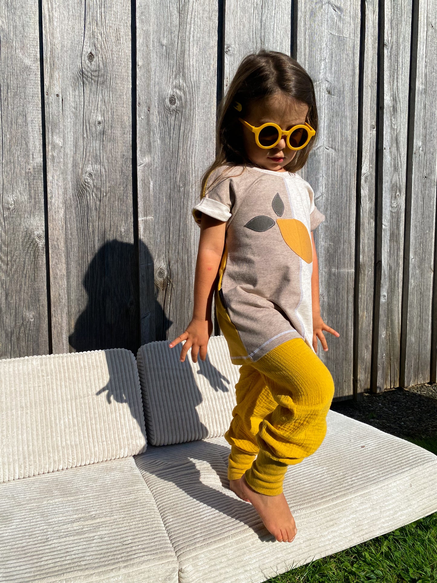 Oversized Shirt | Applikation Zitrone | Color Blocking