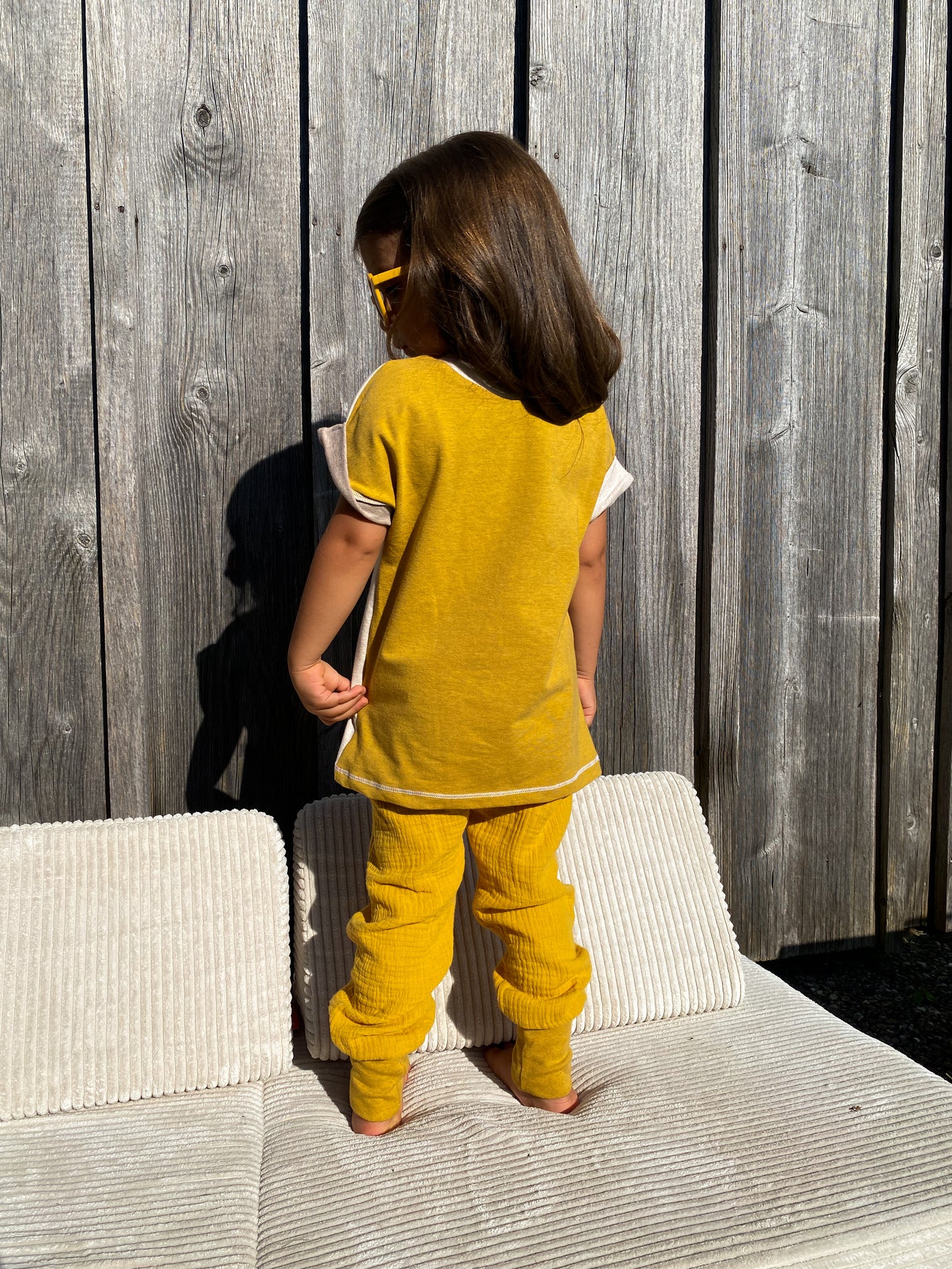 Oversized Shirt | Applikation Zitrone | Color Blocking