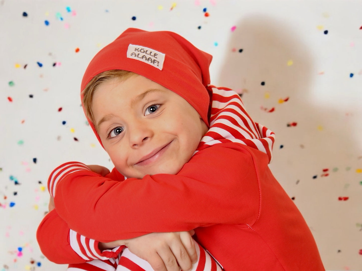 KÖLLE ALAAF! Jecke Beanie | Beanie Used-Look Label | Dreieckloop | Karneval