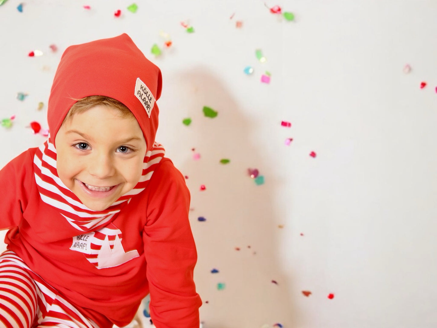 KÖLLE ALAAF! Jecke Beanie | Beanie Used-Look Label | Dreieckloop | Karneval