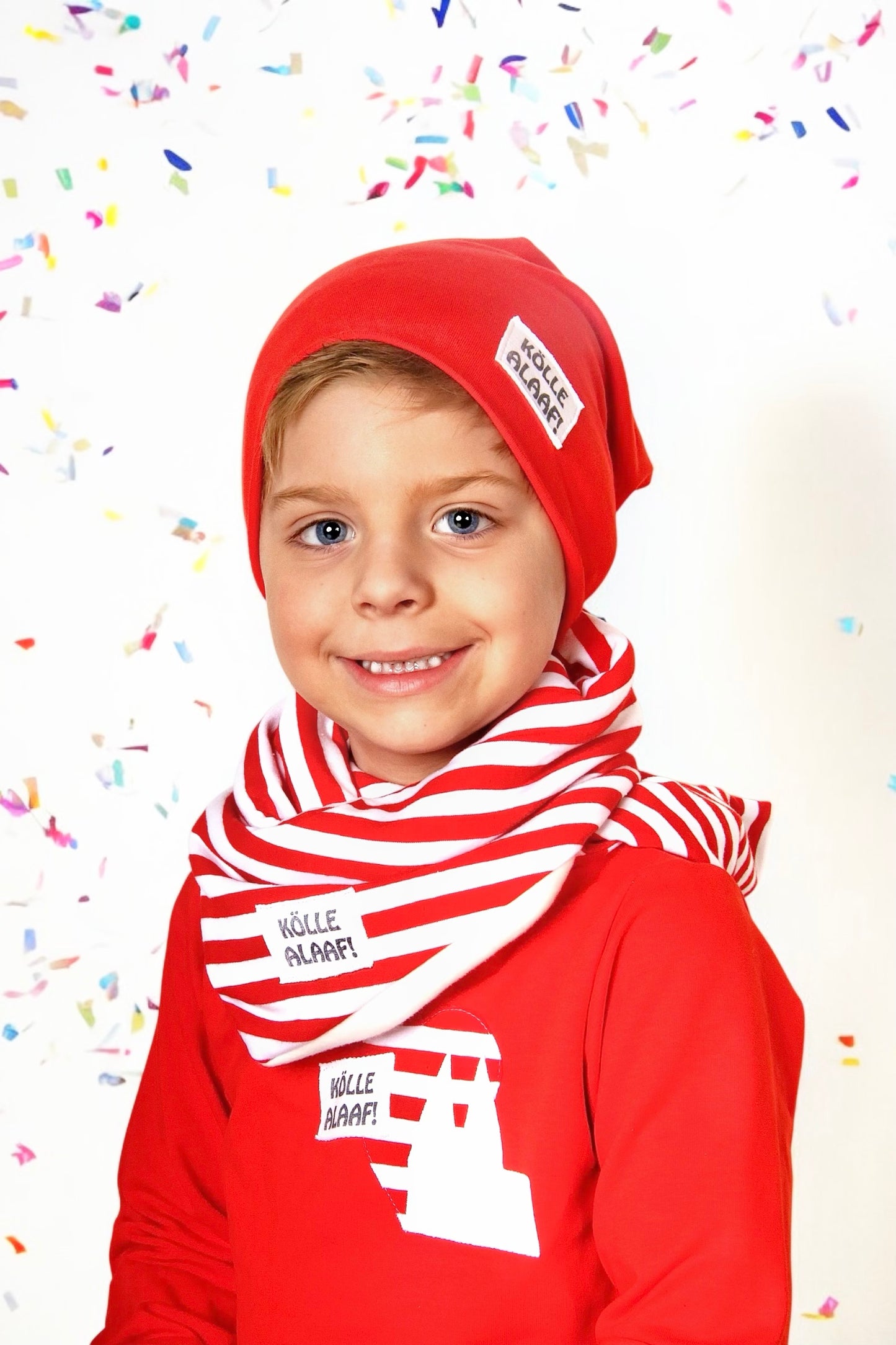 KÖLLE ALAAF! Jecke Beanie | Beanie Used-Look Label | Dreieckloop | Karneval