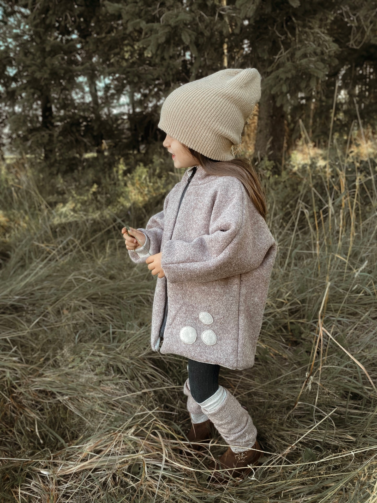 Oversized Walkjacke | Rehkitz | 100% Schurwolle