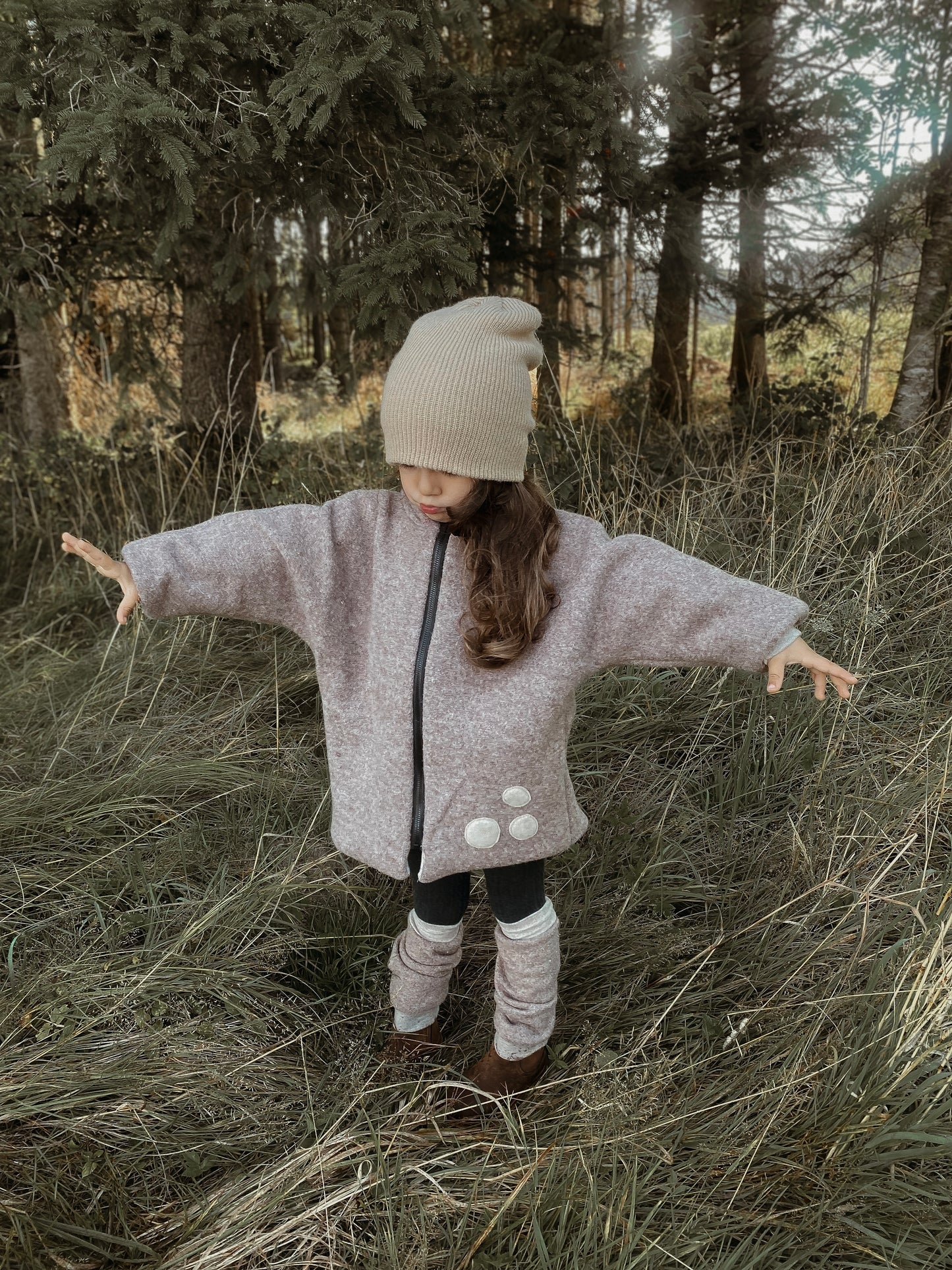 Oversized Walkjacke | Rehkitz | 100% Schurwolle
