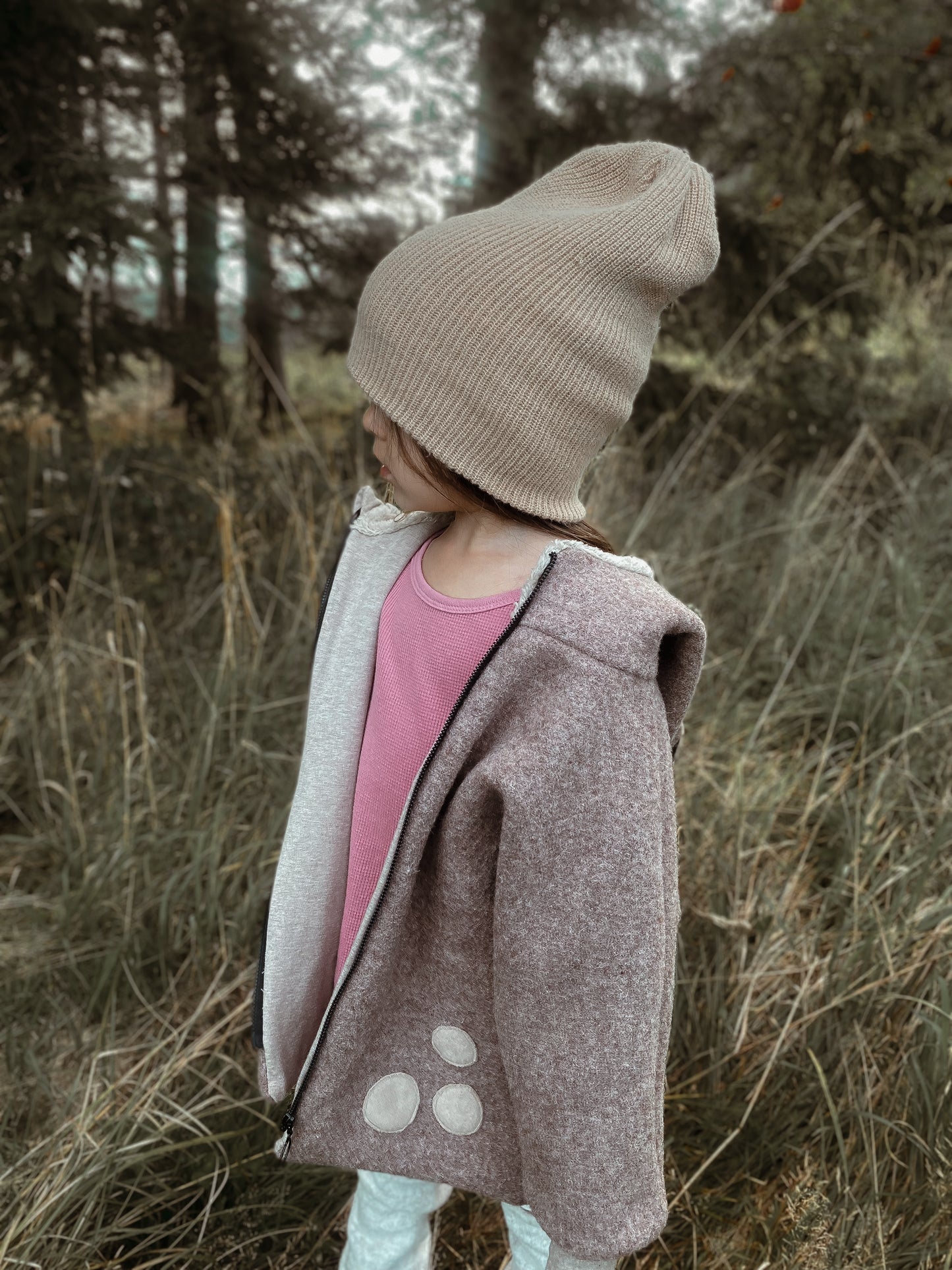 Oversized Walkjacke | Rehkitz | 100% Schurwolle