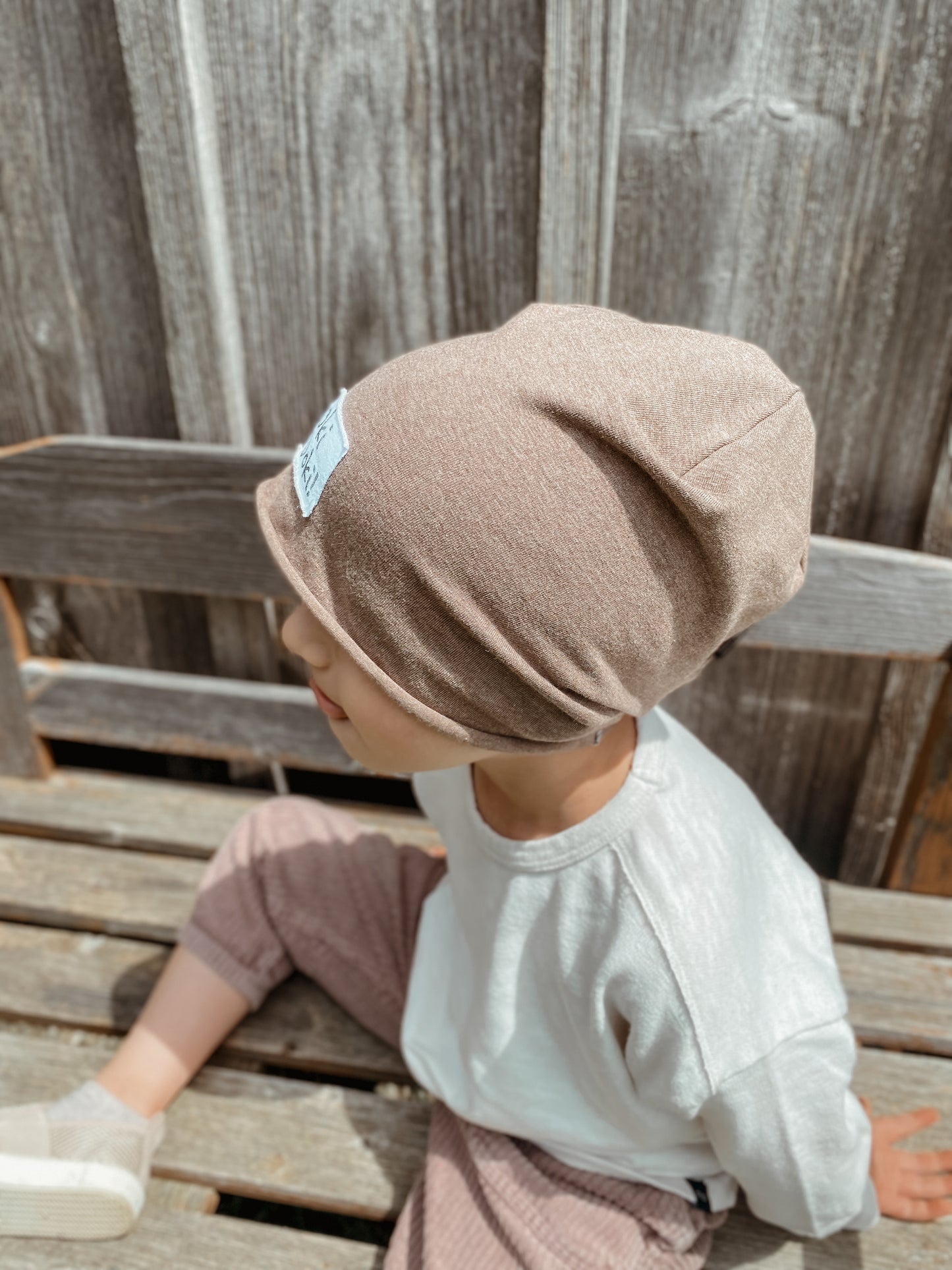 Dein Design | Roll-Up Sommer | Used-Look & Leder Label Beanie | Melierte Farben