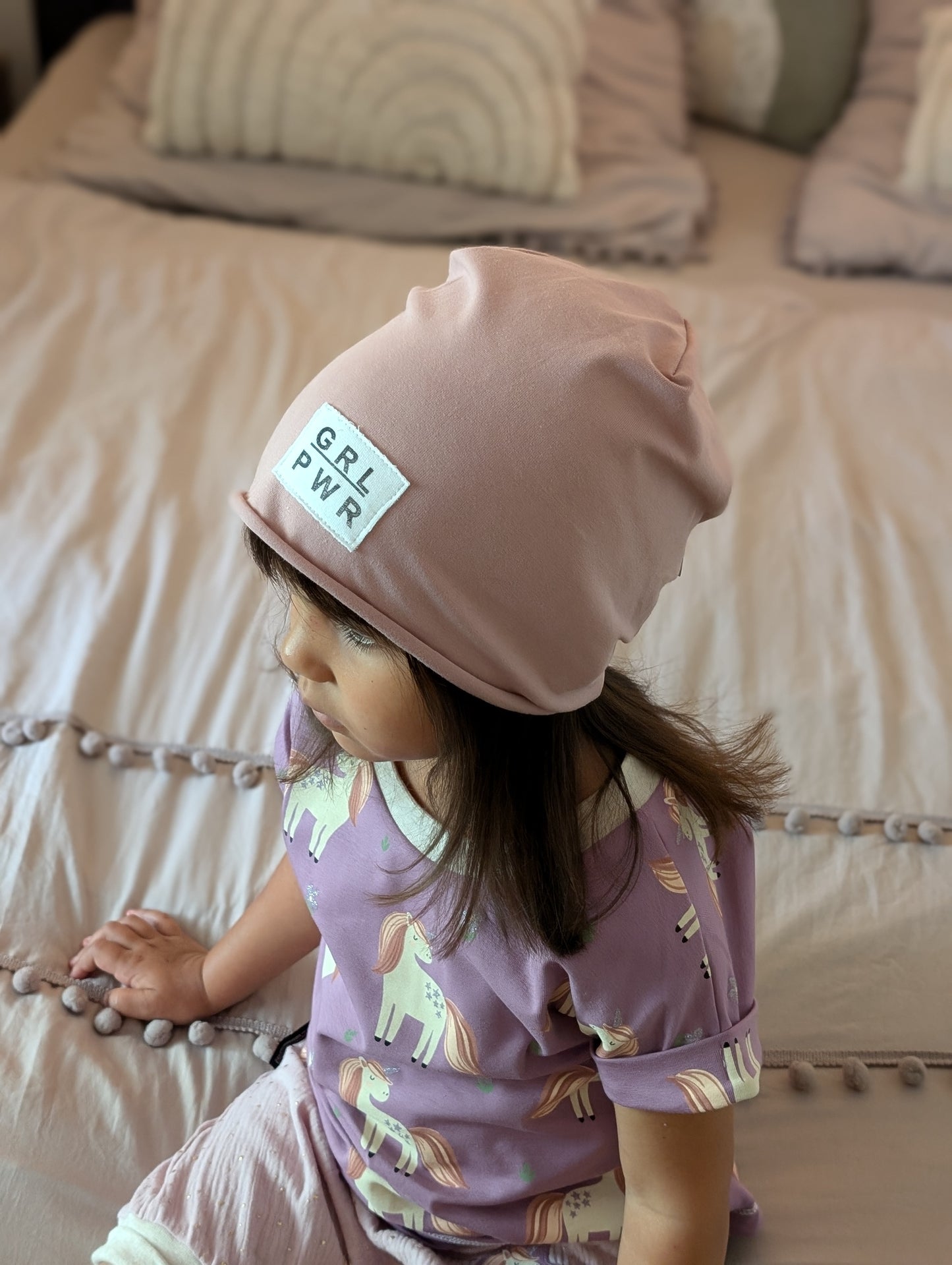 Dein Design | Roll-Up Sommer Beanie | Used-Look & Leder Label | Uni Farben