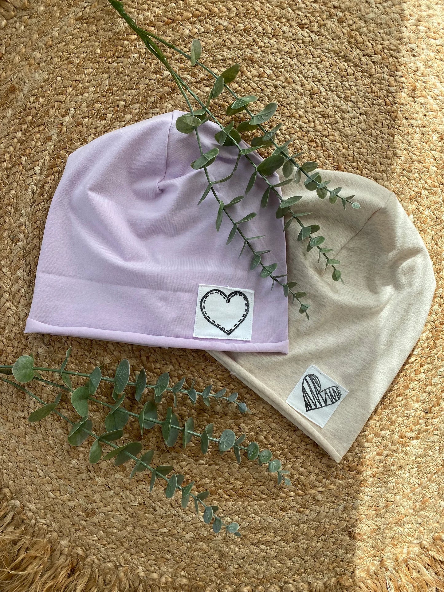 Dein Design | Sommer Beanie | Herz | Used-Look Label | Uni Farben
