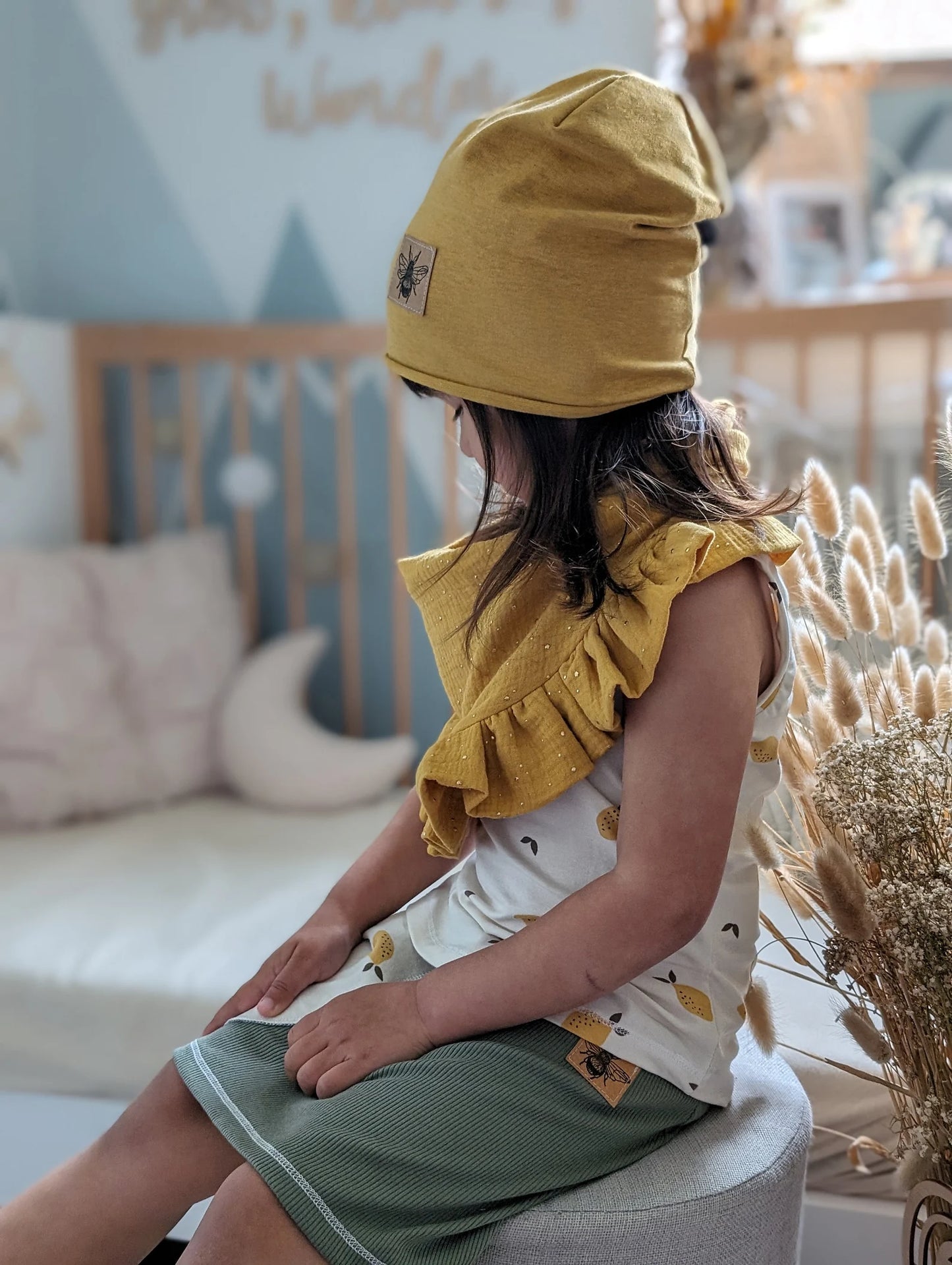 Dein Design | Roll-Up Sommer | Used-Look & Leder Label Beanie | Melierte Farben
