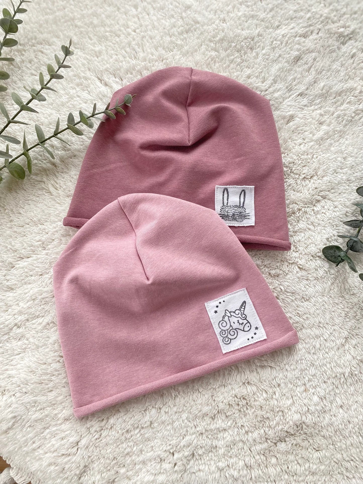 Dein Design | Roll-Up Sommer | Used-Look & Leder Label Beanie | Melierte Farben