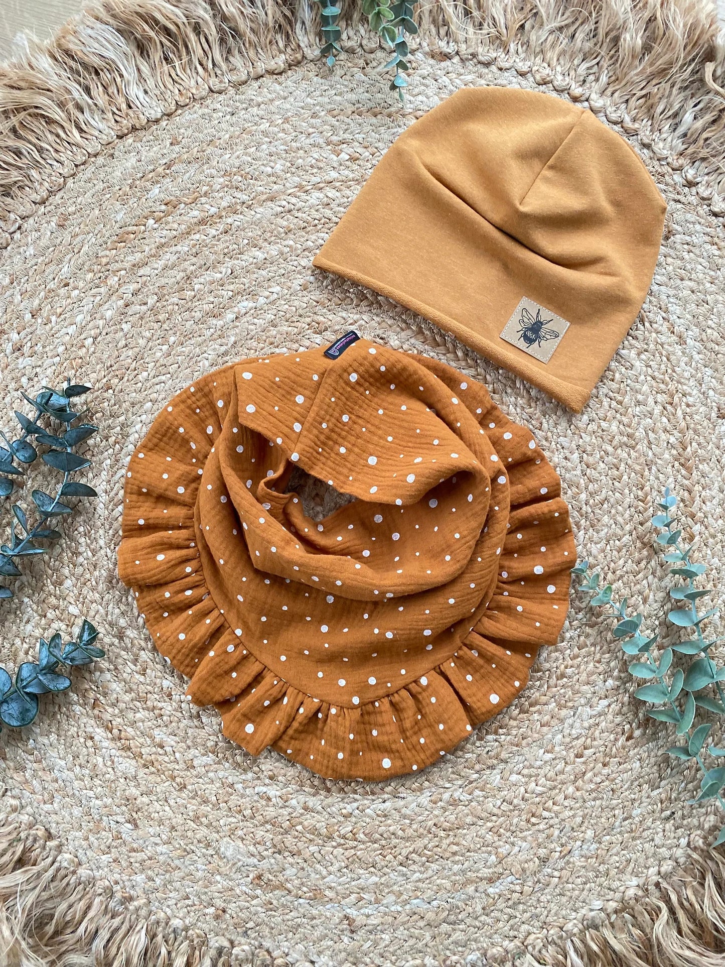 Dein Design | Roll-Up Sommer | Used-Look & Leder Label Beanie | Melierte Farben