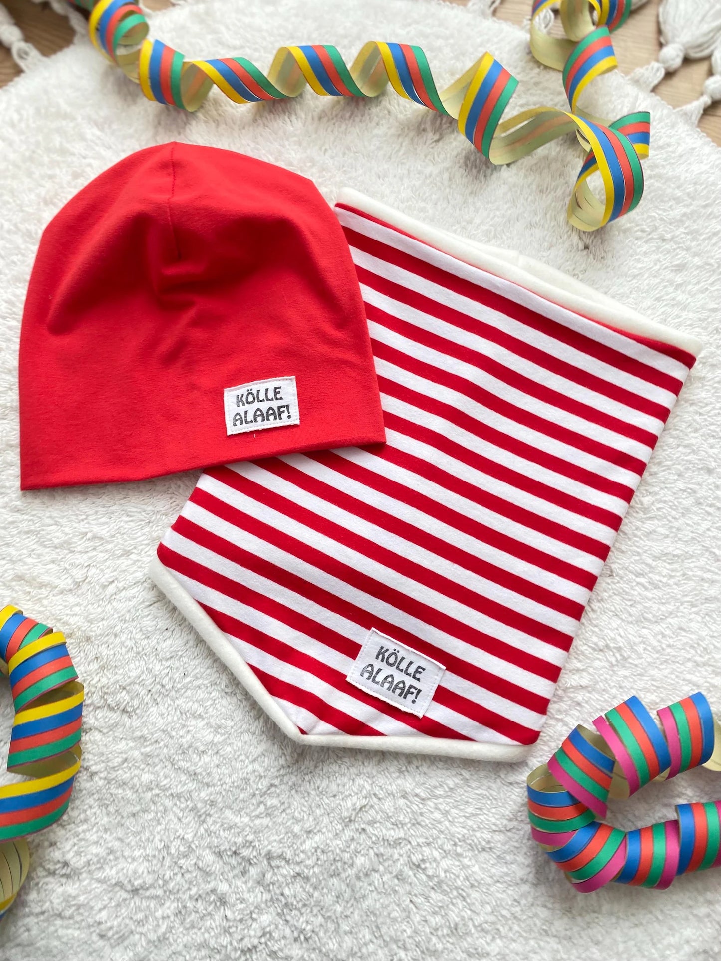 KÖLLE ALAAF! Jecke Beanie | Beanie Used-Look Label | Dreieckloop | Karneval