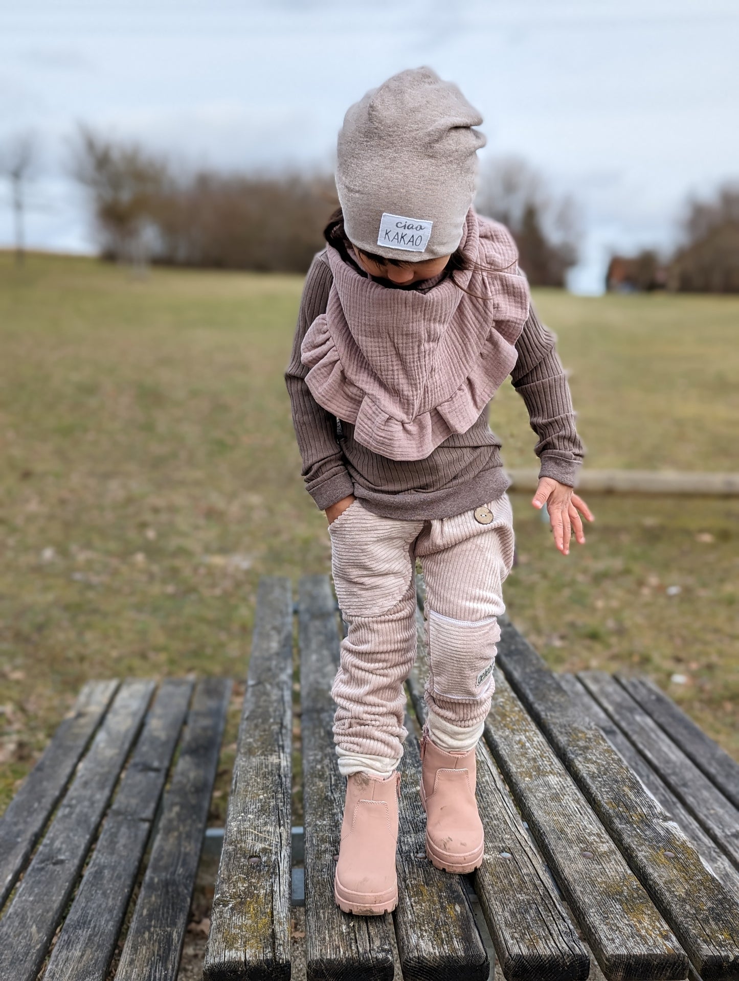 Dein Design | Label Beanie | Used-Look & Leder | Dreieckloop | Melierte Farben