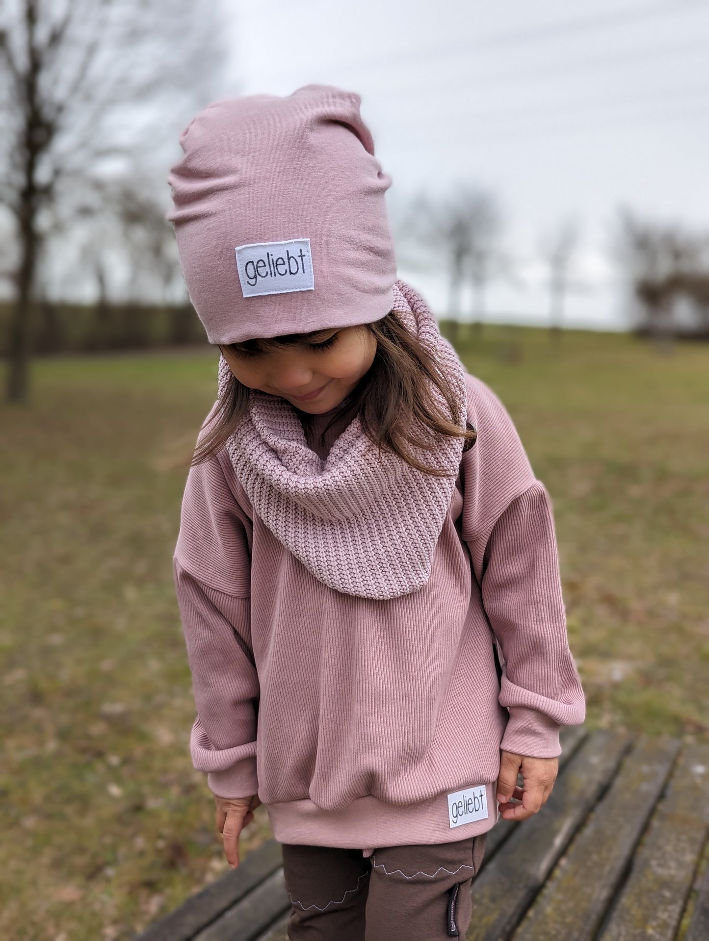 Dein Design | Label Beanie | Used-Look & Leder | Dreieckloop | Melierte Farben